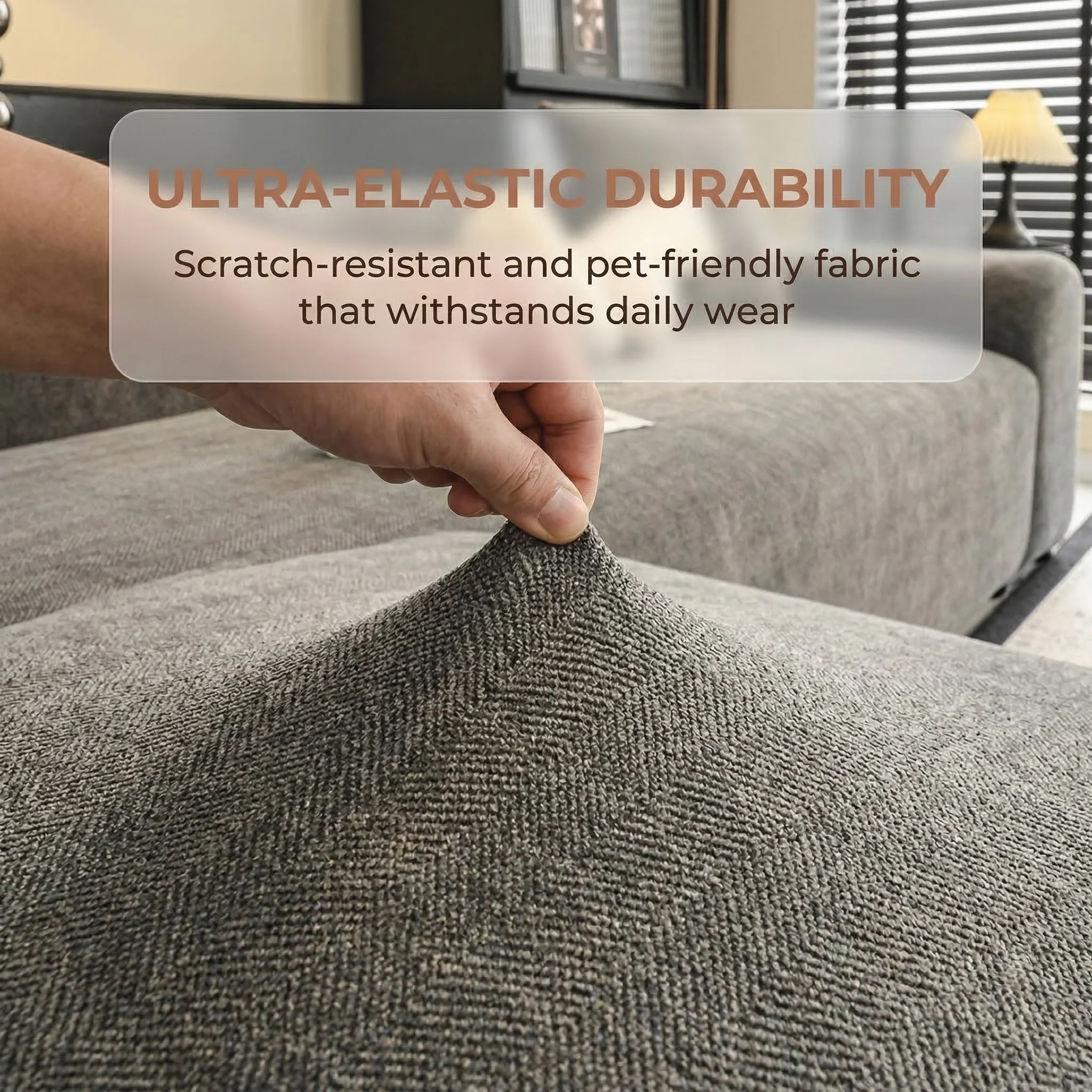 Herringbone Full Coverage Scratch-Resistant Sofa Protection Magic Stretch  Sectional Couch Cover