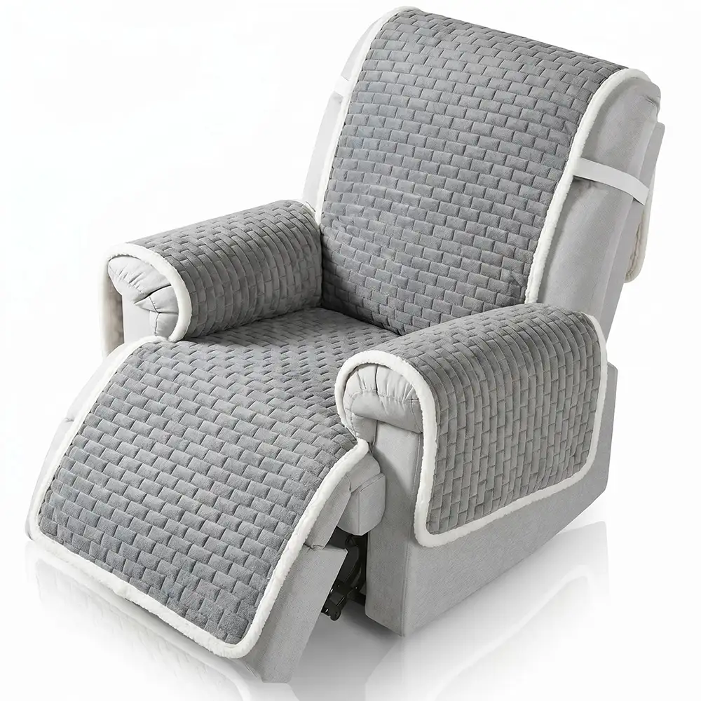 Plush Scratch-Resistant Recliner Couch Covers Slipcovers with Elastic Straps