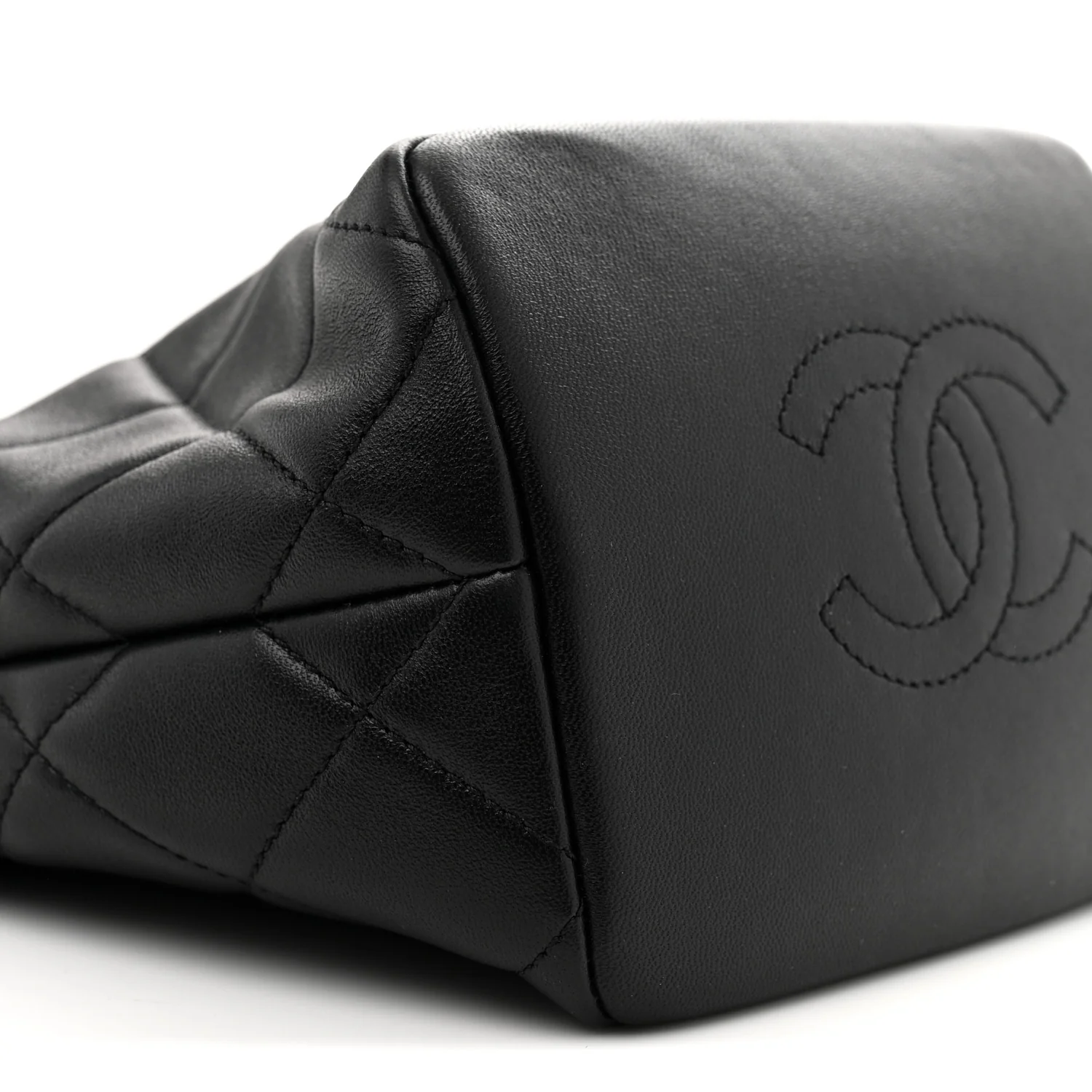 Lambskin Quilted Crystal Small CC Chain Hobo Black