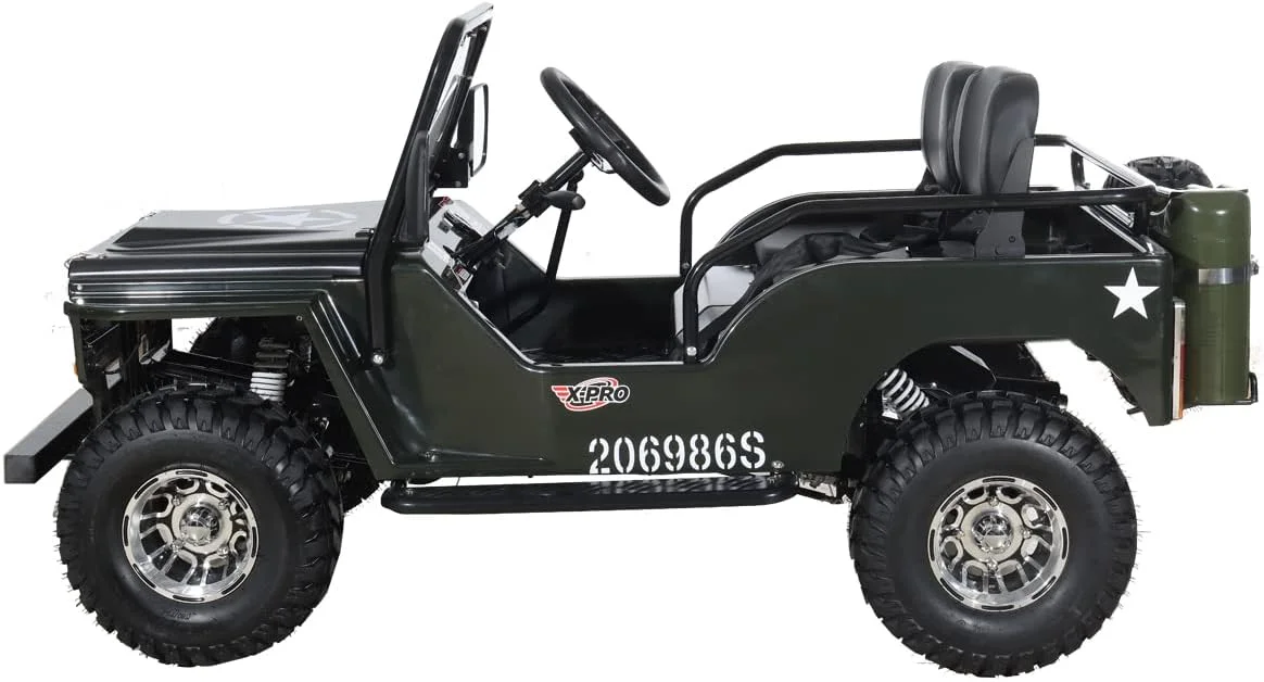 X-Pro 125cc Jeep Go Kart, 3-Speed Semi-Automatic Transmission w/Reverse, Big 18 Aluminum Rim Wheels