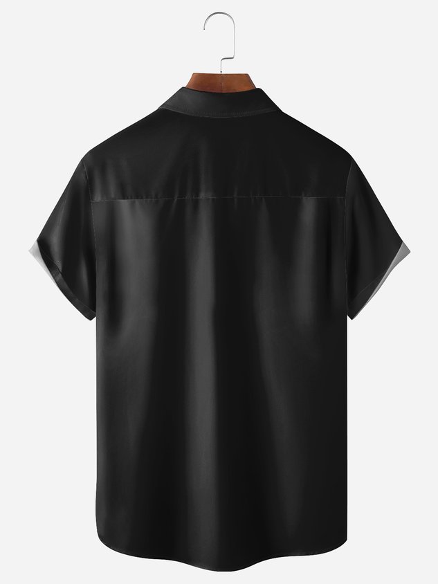 Chemise de bowling à manches courtes avec poche poitrine et motif gnomes