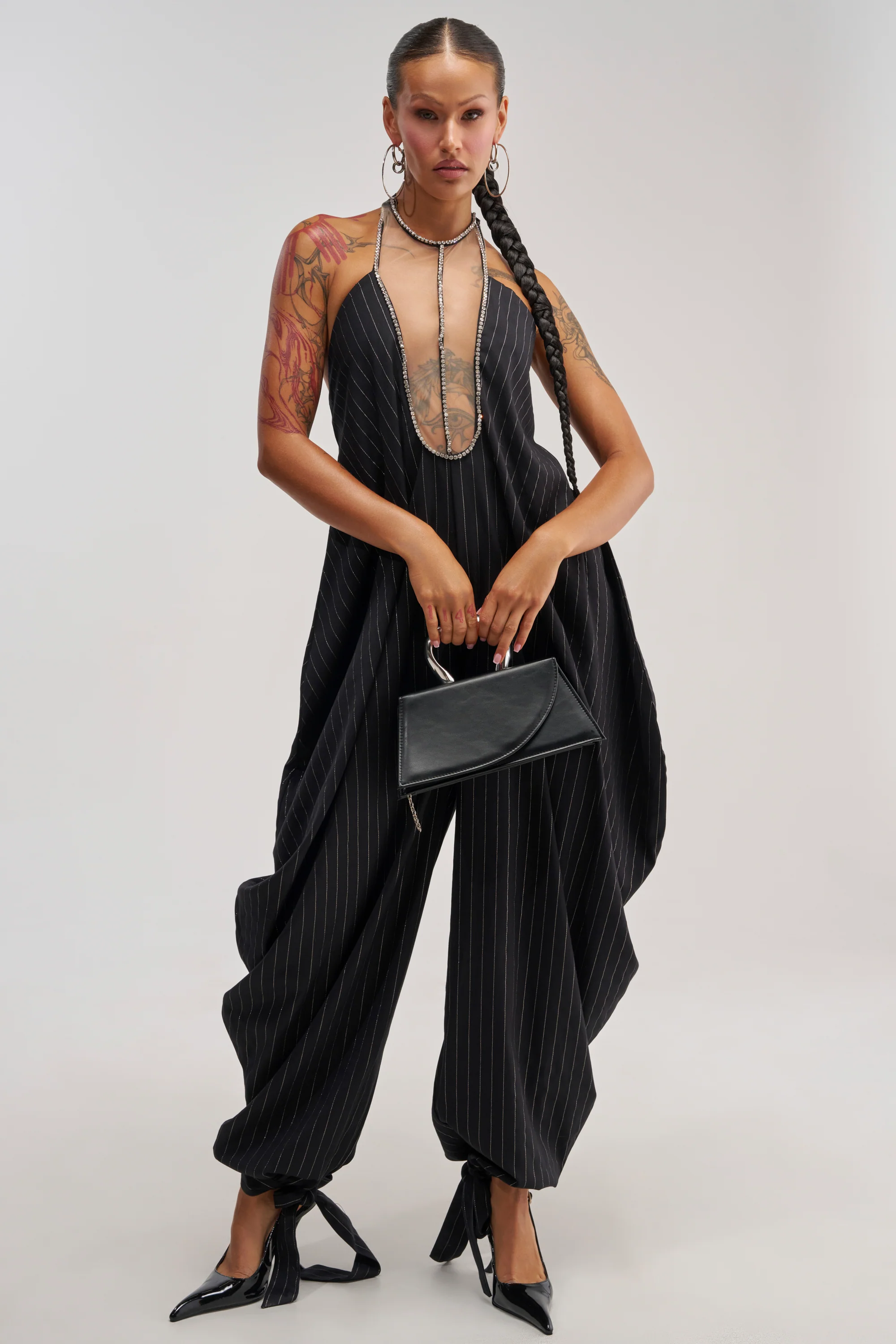 READY FOR BUSINESS PINSTRIPE JUMPSUIT - Akira Store