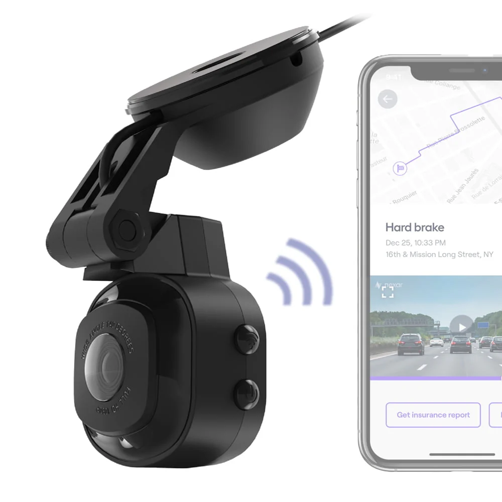 Scosche NEXC11032W SP1 Full HD Smart Windshield Mount Car Dash Cam Powered by Nexar Black