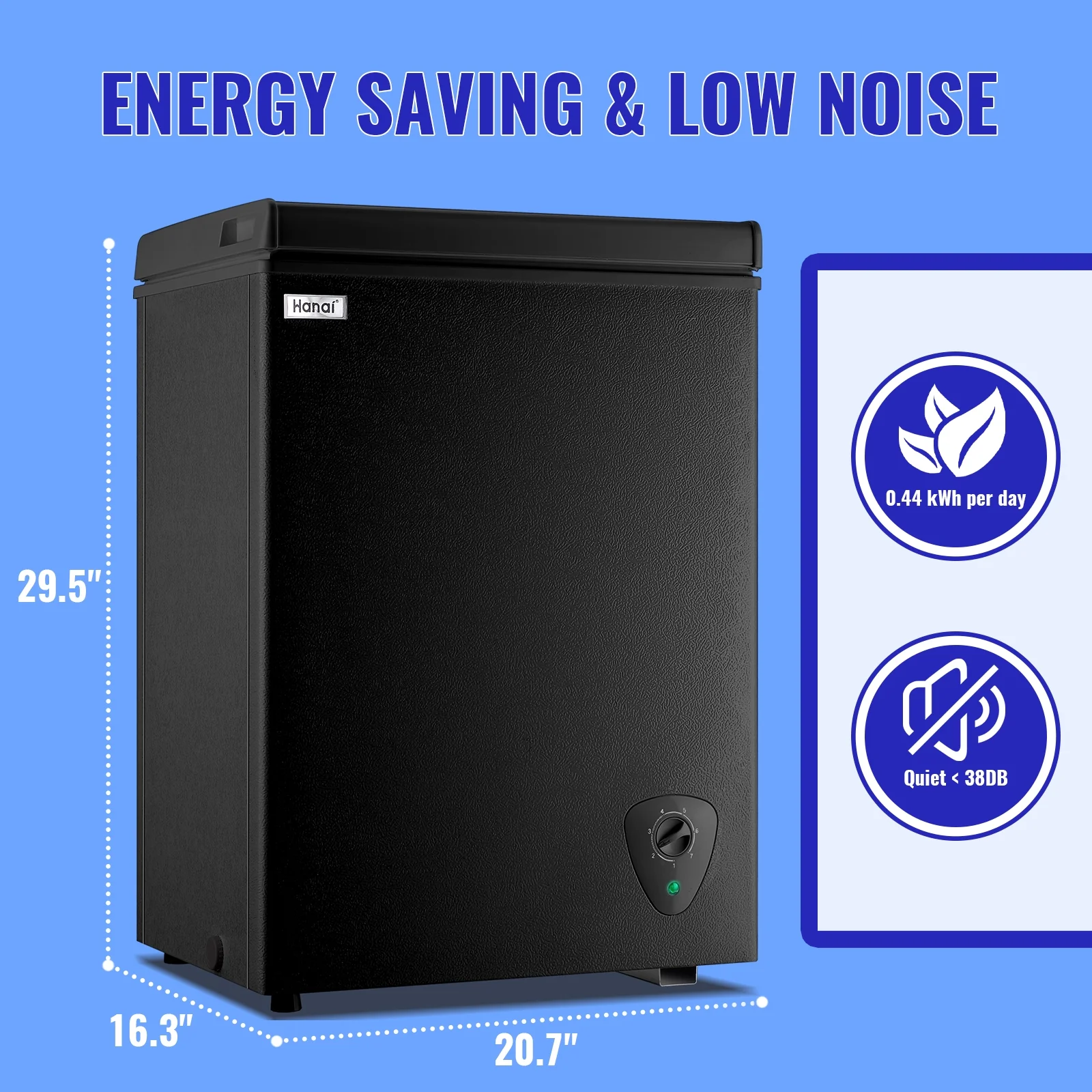 3.5 Cubic Feet Chest Freezer Black deep Freezer with Adjustable Temp Knob Ideal for Any Room(Black/3.5 Cu.ft) - Image 9