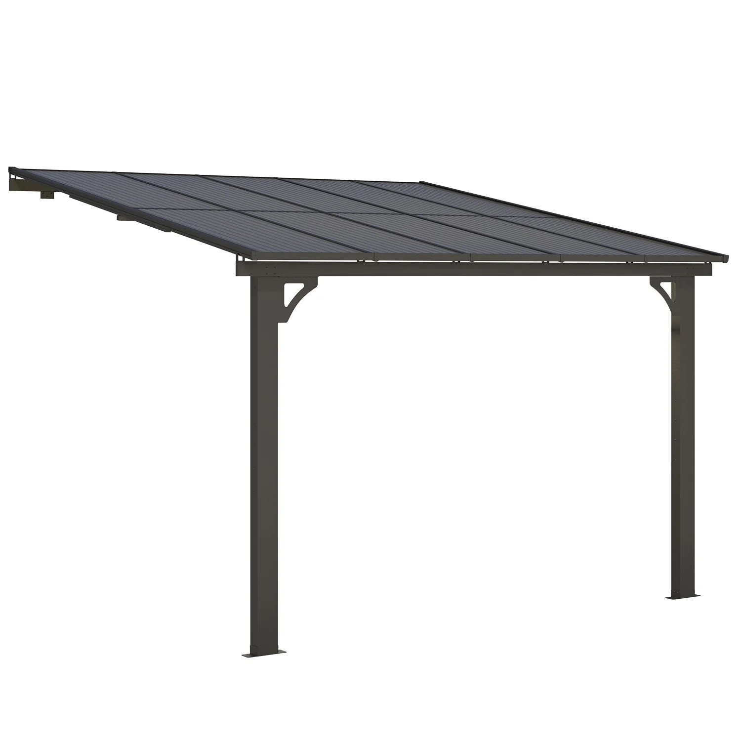 AECOJOY 10'x10' Adjustable Height Wall Mounted Outdoor Gazebos Pergola
