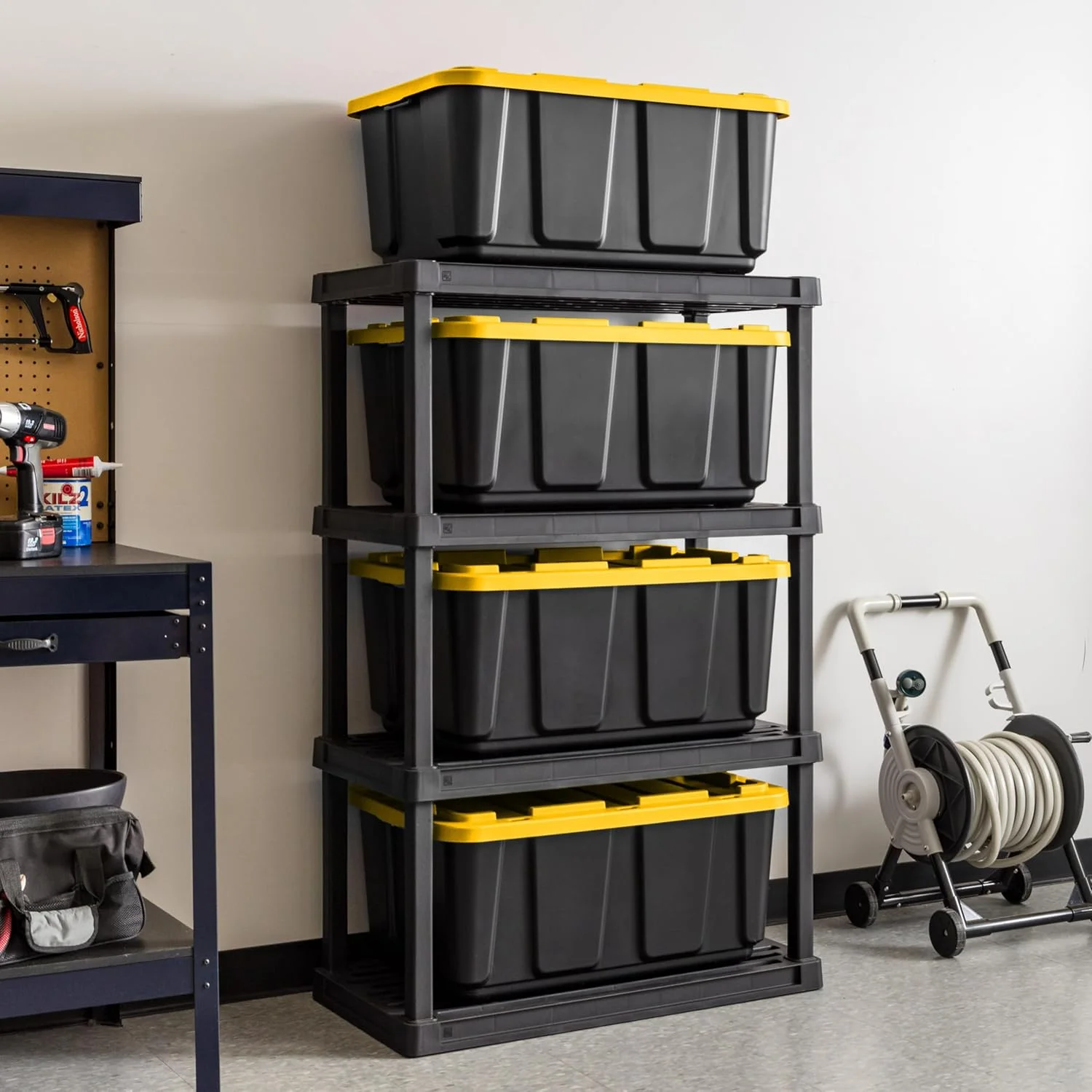 27Gal/108Qt 4 Pack Large All-Weather Heavy-Duty Stackable Storage Plastic Bin Tote Container with Quick Snap Lid, (30" L x 20" W x 14" H)(Gray) - Image 10
