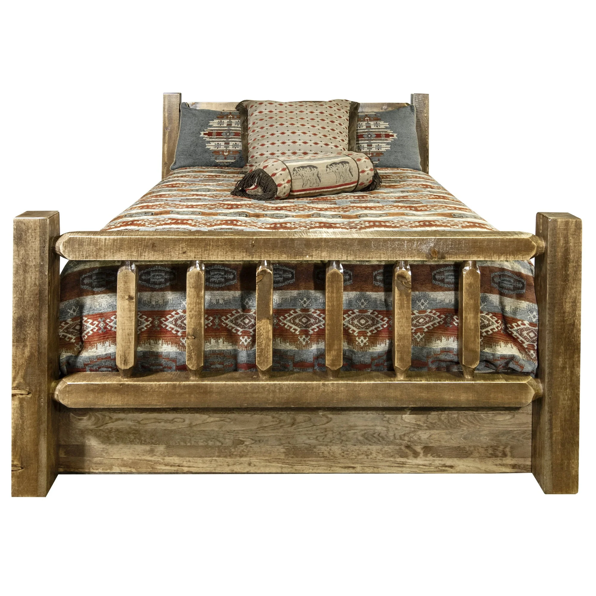 Homestead Collection California King Bed w/ Storage, Stain Lacquer Finish(Handcrafted by the artisans of Montana, the Homestead Collection of fine rustic furniture features timbers and trim pieces similar reminiscent of a timber framed home on the American frontier Made in Montana, U S A with solid, American grown wood ) Image 4
