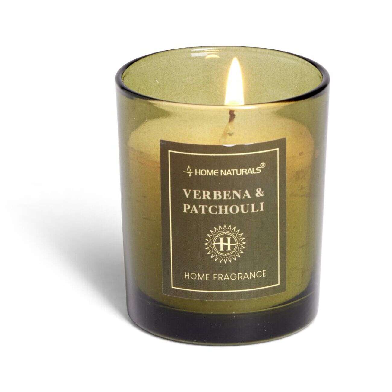 Bougie senteur verveine patchouli dans pot en verre Ø6,4xH7,9cm vert