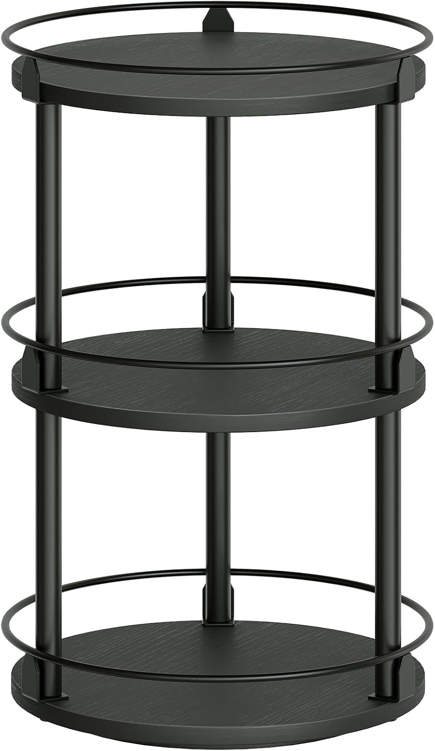 YATINEY 3-Tier Lazy Susan Organizer, Rotating Spice Rack, Spinning Organizer, Industrial Turntable Spice Rack Organizer for Cabinet, Kitchen Countertop, Pantry, Black SR23BK
