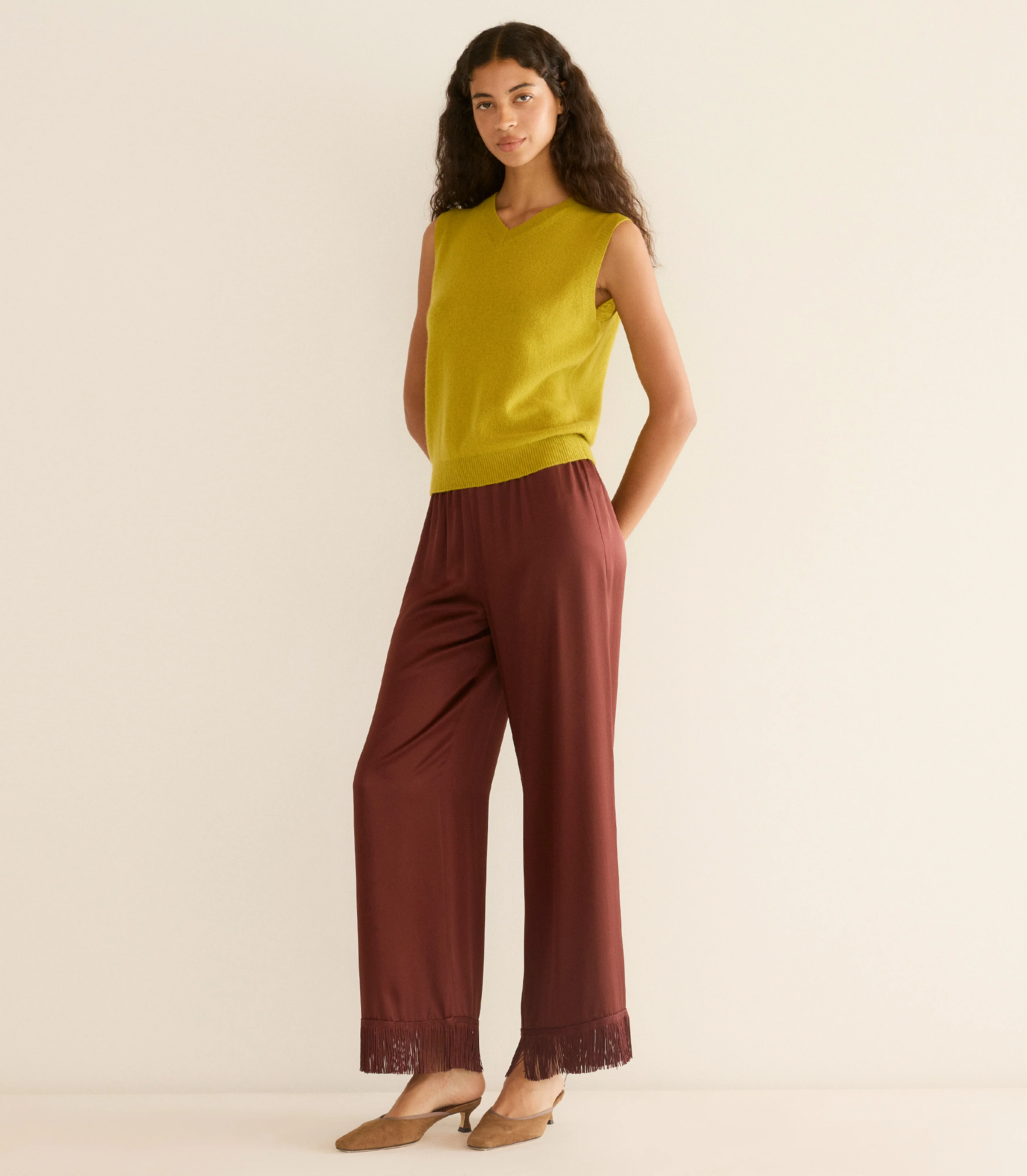 DAMIA CASHMERE VEST -- ANTIQUE MOSS