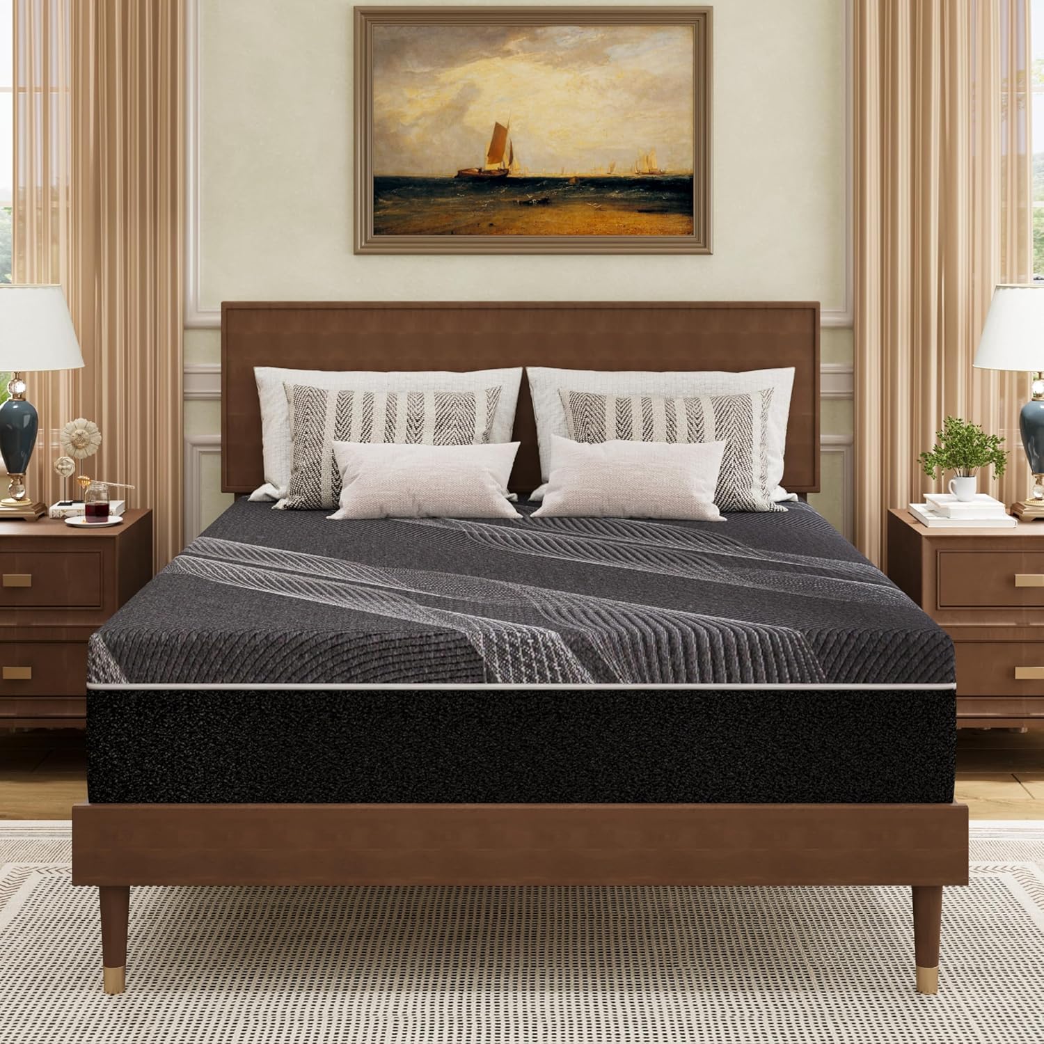 King Size Mattress, 12 Inch Gel Memory Foam, Cooling & Back Pain Relief, CertiPUR-US Certified, Fiberglass Free, Foam Made in USA, Medium