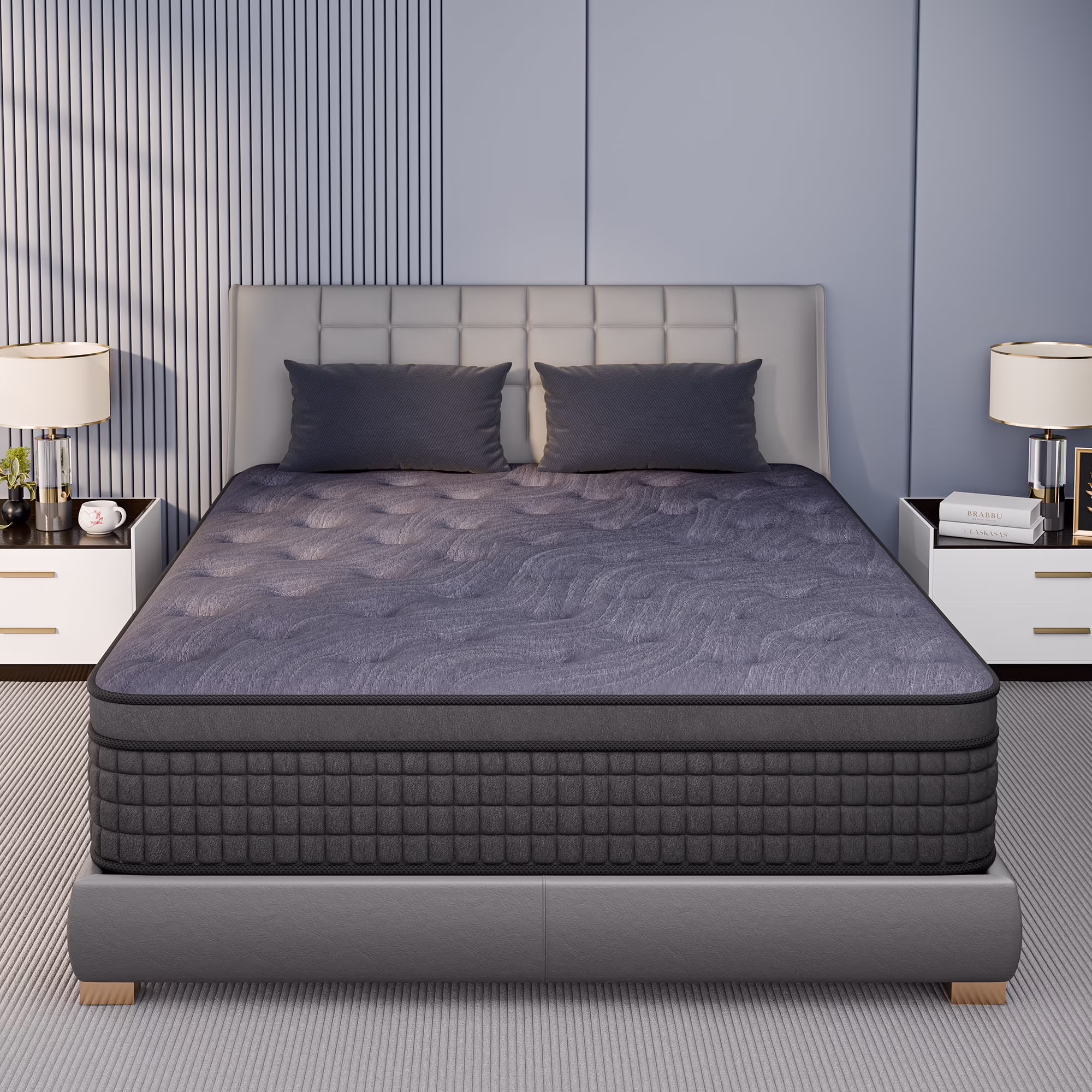 Queen Mattress, 12 inch Queen Size Mattress, Hybrid Mattress Queen in a Box, Queen Bed Mattress With Memory Foam Pocket Spring, Medium Firmness, Edge Support, Gray(Queen) - Image 3