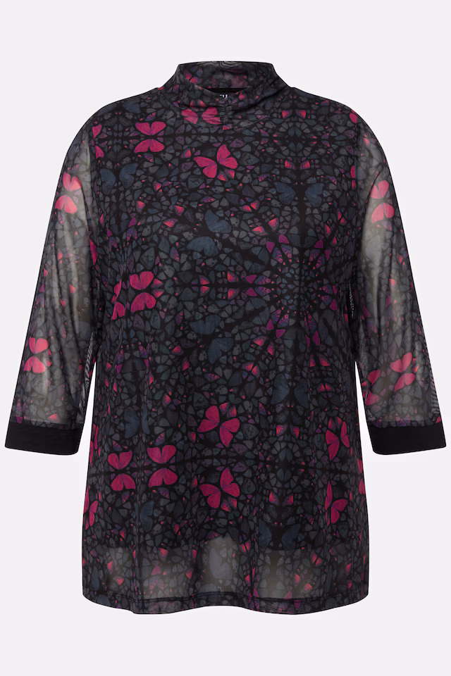 Kaleidoscope Layered 3/4 Sleeve Mesh Tee