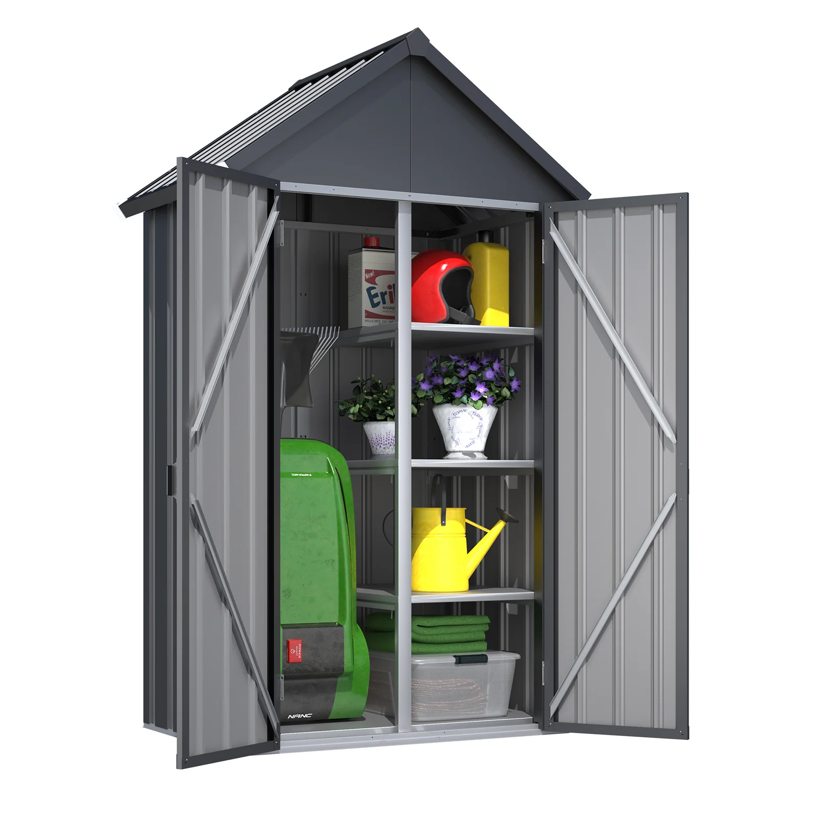 AECOJOY Outdoor Storage Cabinet Waterproof with Shelves, Vertical Tall Sheds Cabinet