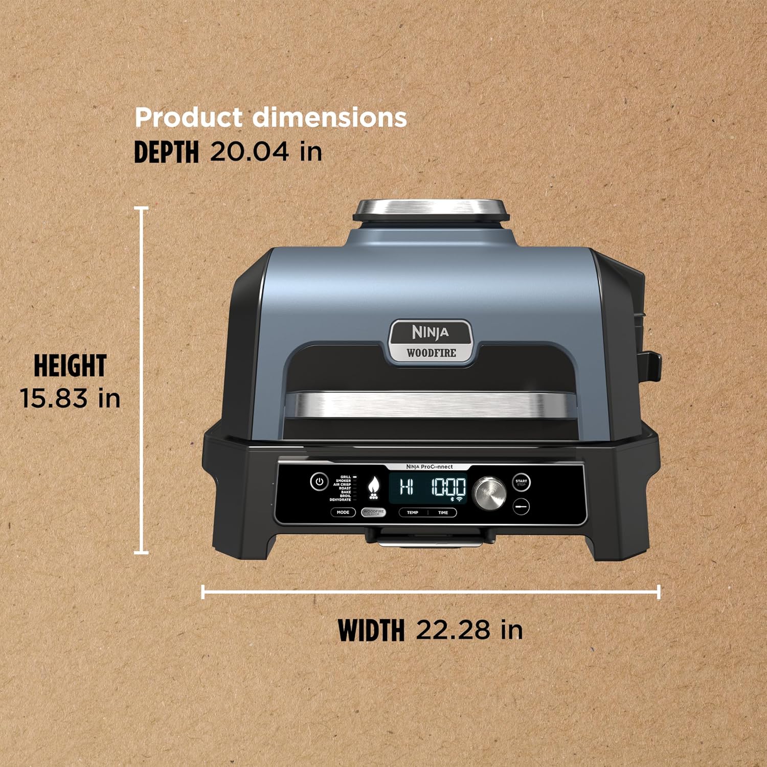 Ninja Woodfire ProConnect Premium XL BBQ Grill, 7-in-1, App Enabled, Blue