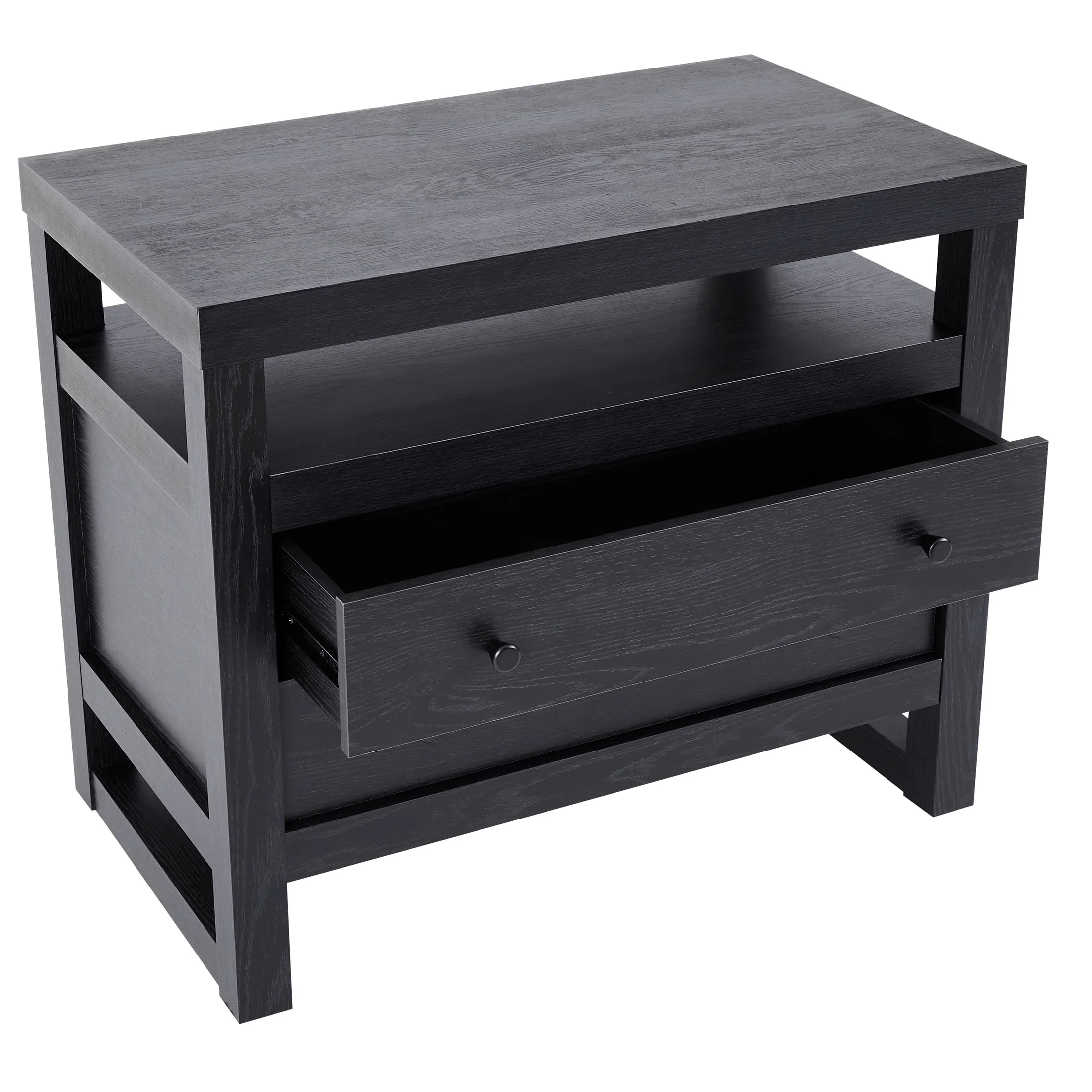 Better Homes & Gardens Ezra 2-Drawer Nightstand, Rich Black Finish