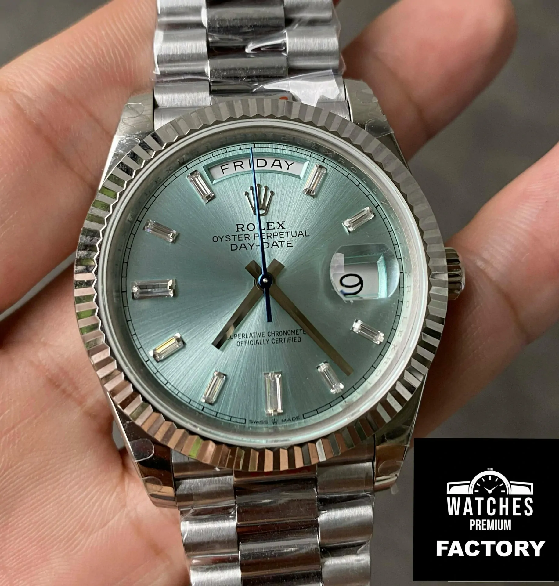 Rolex Day Date M228236-0006 GM Factory Silver Stainless Steel Strap