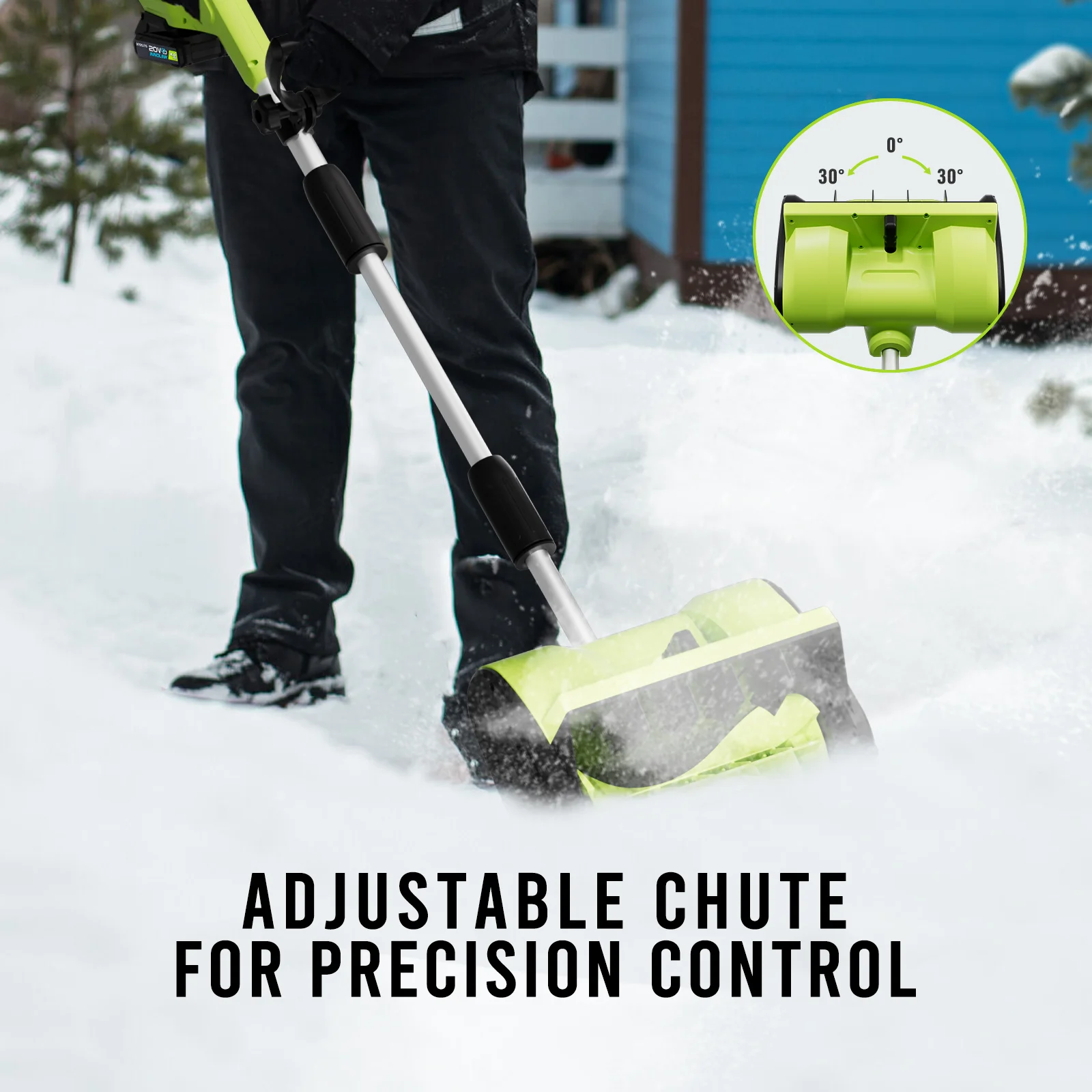 21V 12 Inch Cordless Snow Shovel, Battery Powered Snow Blower with Directional Plate Adjustable Front Handle,4.0-Ah Battery Quick Charger Included - Image 10
