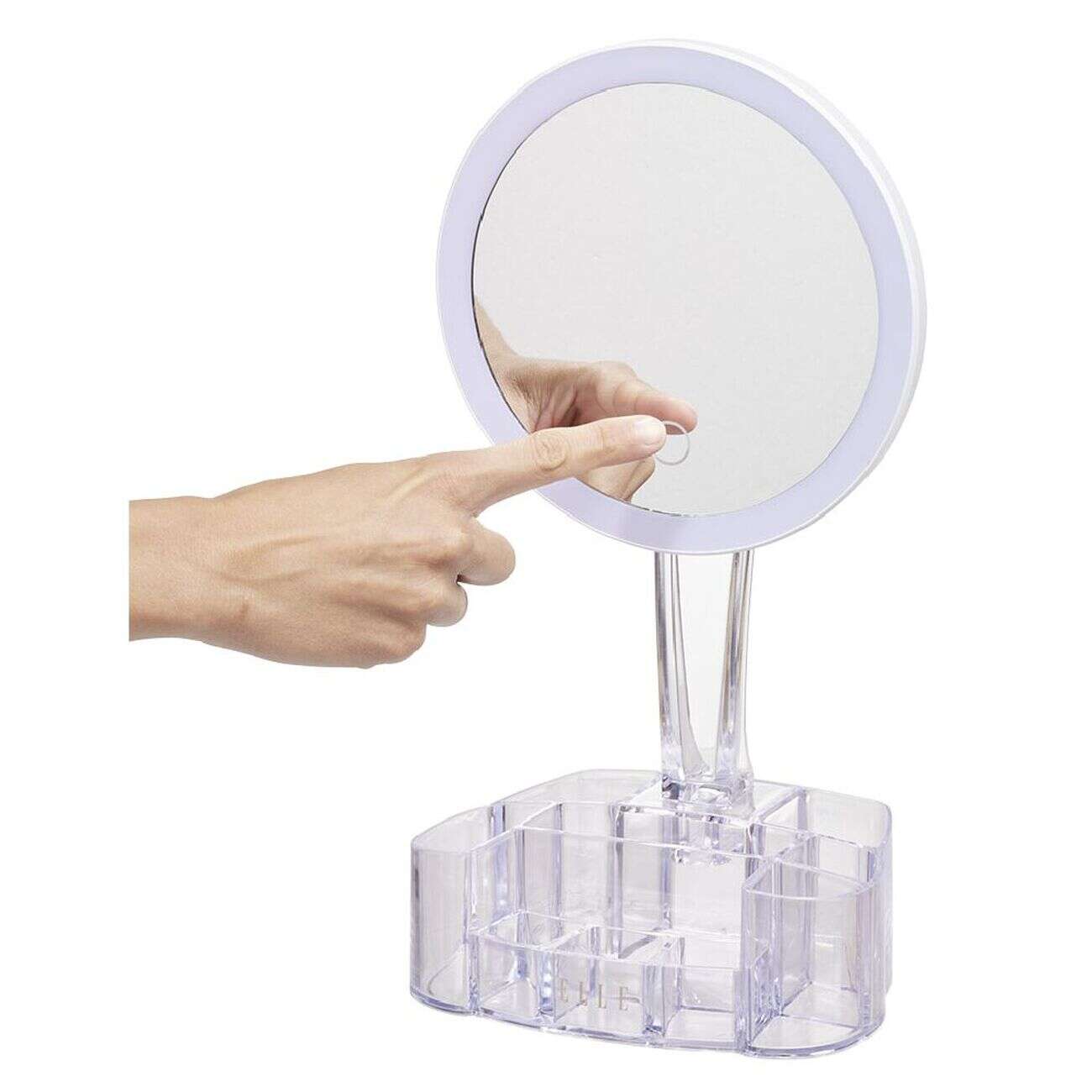 Miroir à LED avec rangement transparent