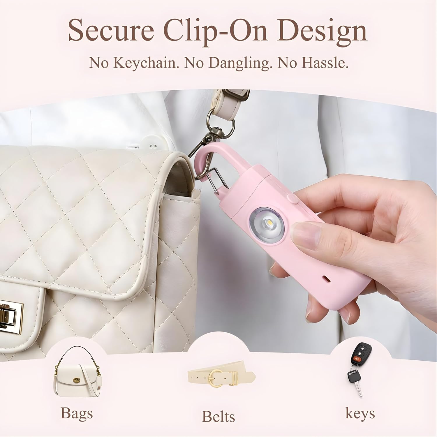 Personal Alarms for Women, Panic Button Self Defense Keychain with Clip-On Design, 130dB Alarm & Strobe Light for Personal Protection, Safety Whistle for Travel Safe, Small Gifts for Women ( Pink )