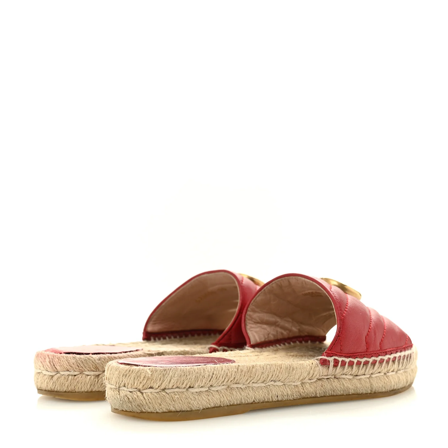 Nappa Matelasse GG Marmont Espadrille Slide Sandals 35 Hibiscus Red
