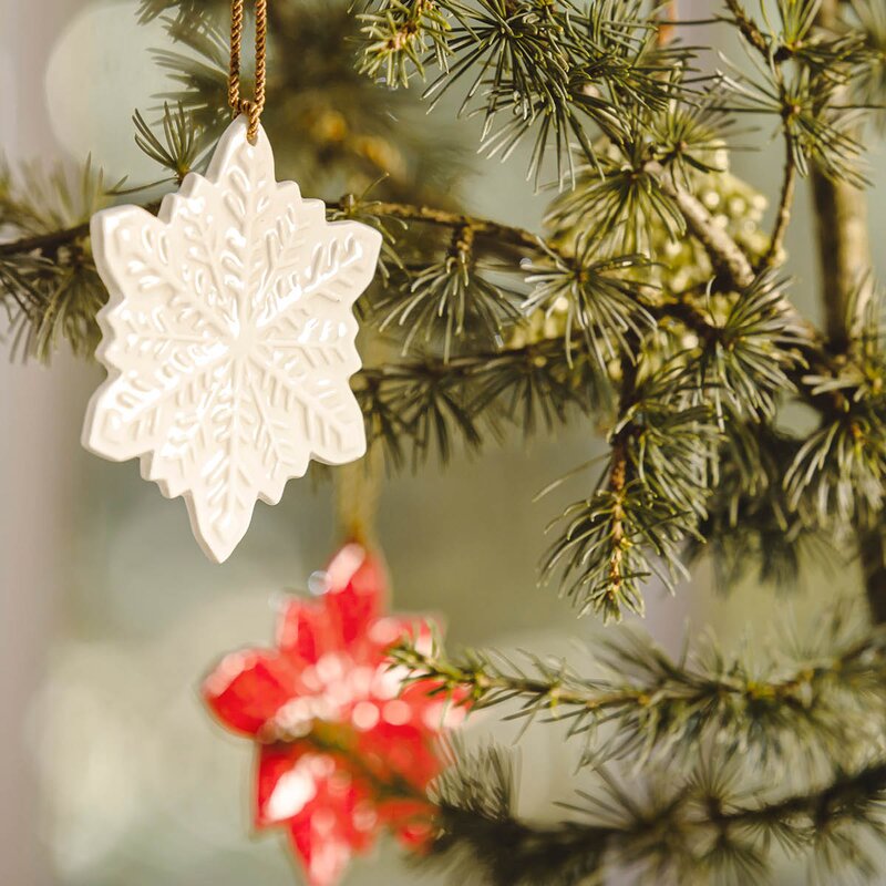 Juleornament snøkrystall 9 cm hvit