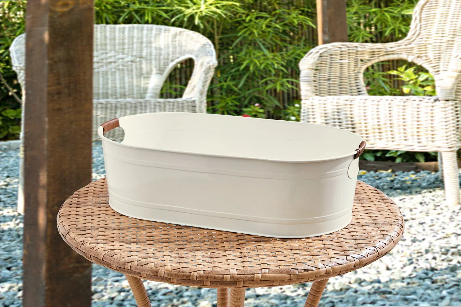 Better Homes & Gardens- White Medium Oval Galvanized Tub, 20.27 in L x 11.22 in W x 5.7 in H