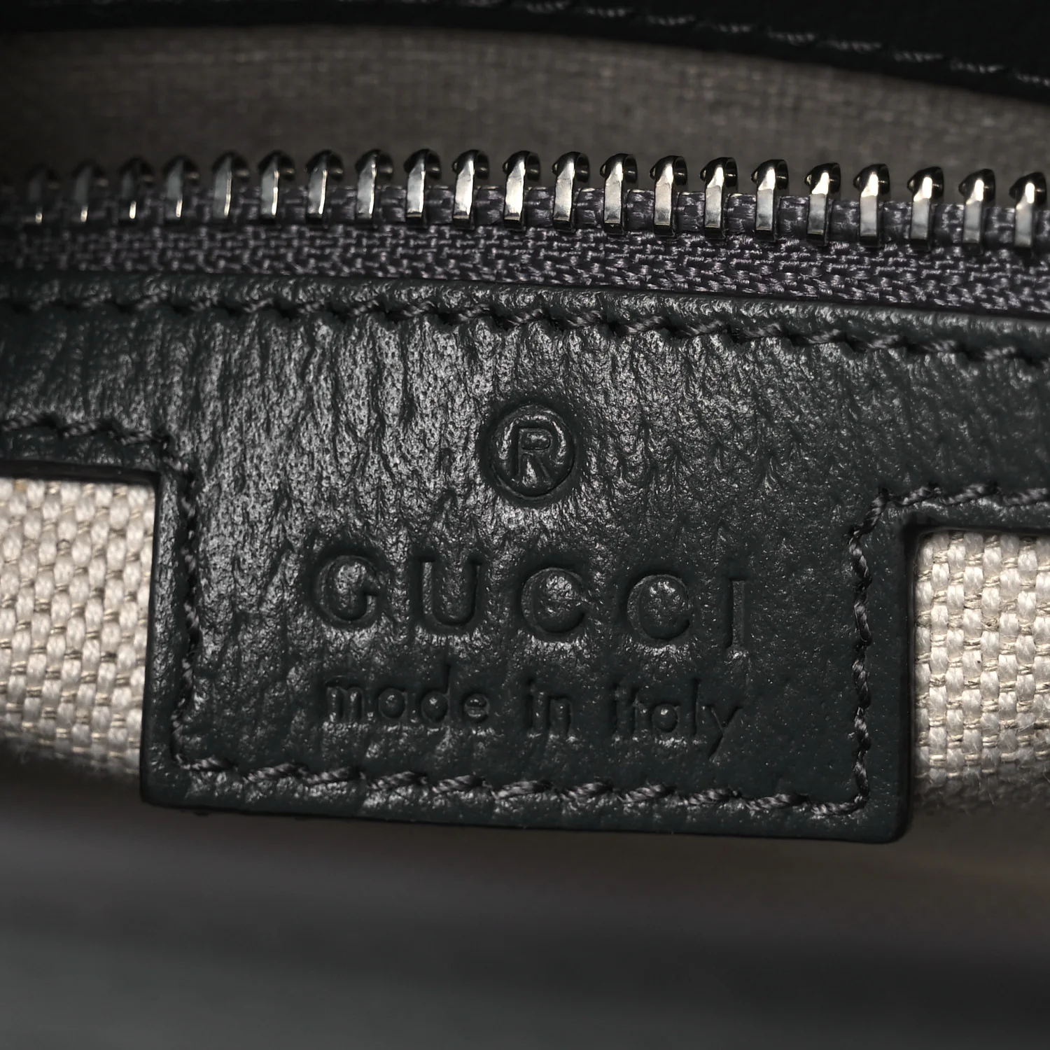 GG Supreme Monogram Textured Dollar Calfskin Web Small Ophidia Shoulder Bag Grey Black Graphite Grey
