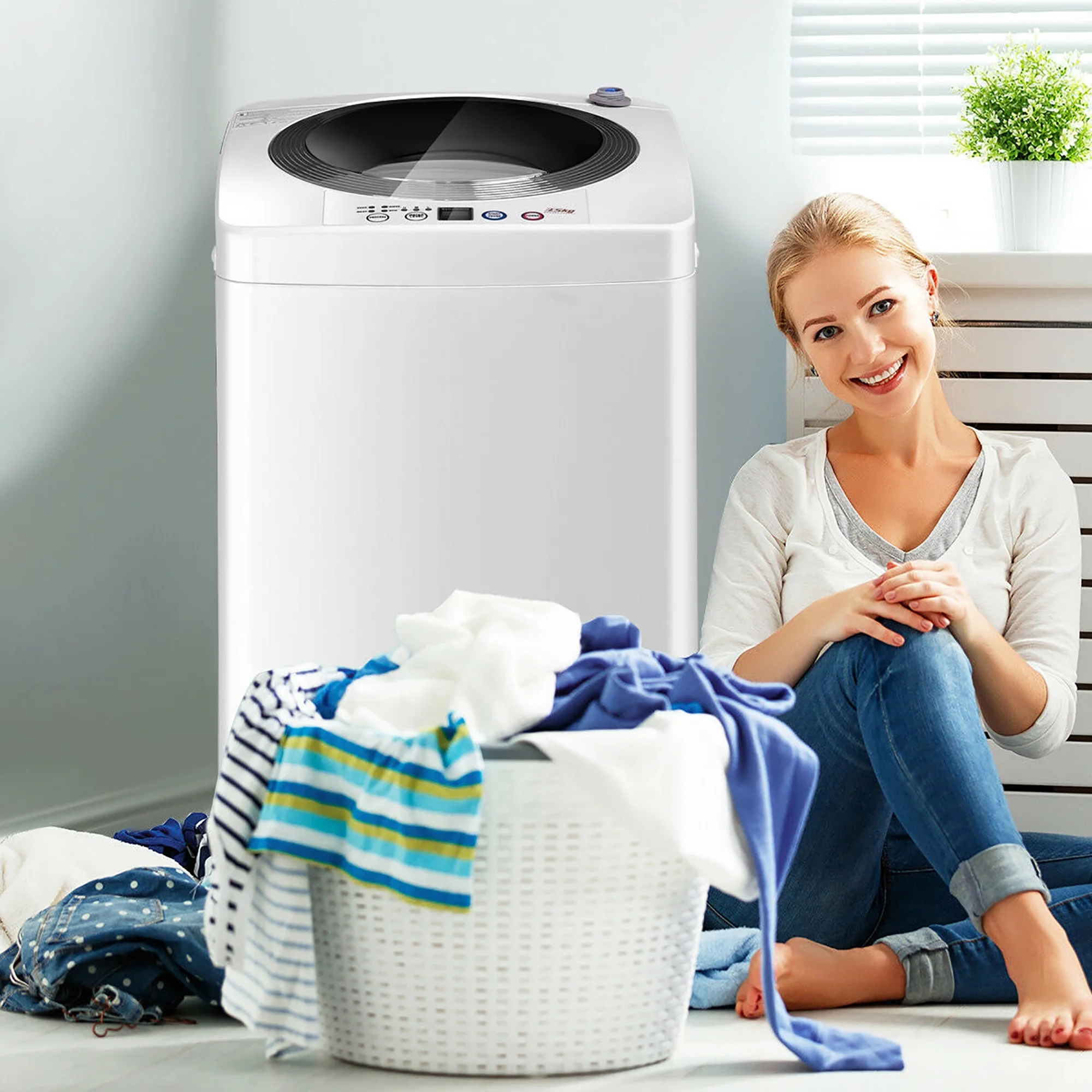 Costway Full - Automatic Laundry Wash Machine Washer Spinner Drain Pump
