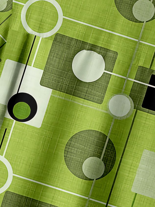 Chemise décontractée à manches courtes et poche poitrine à motif géométrique