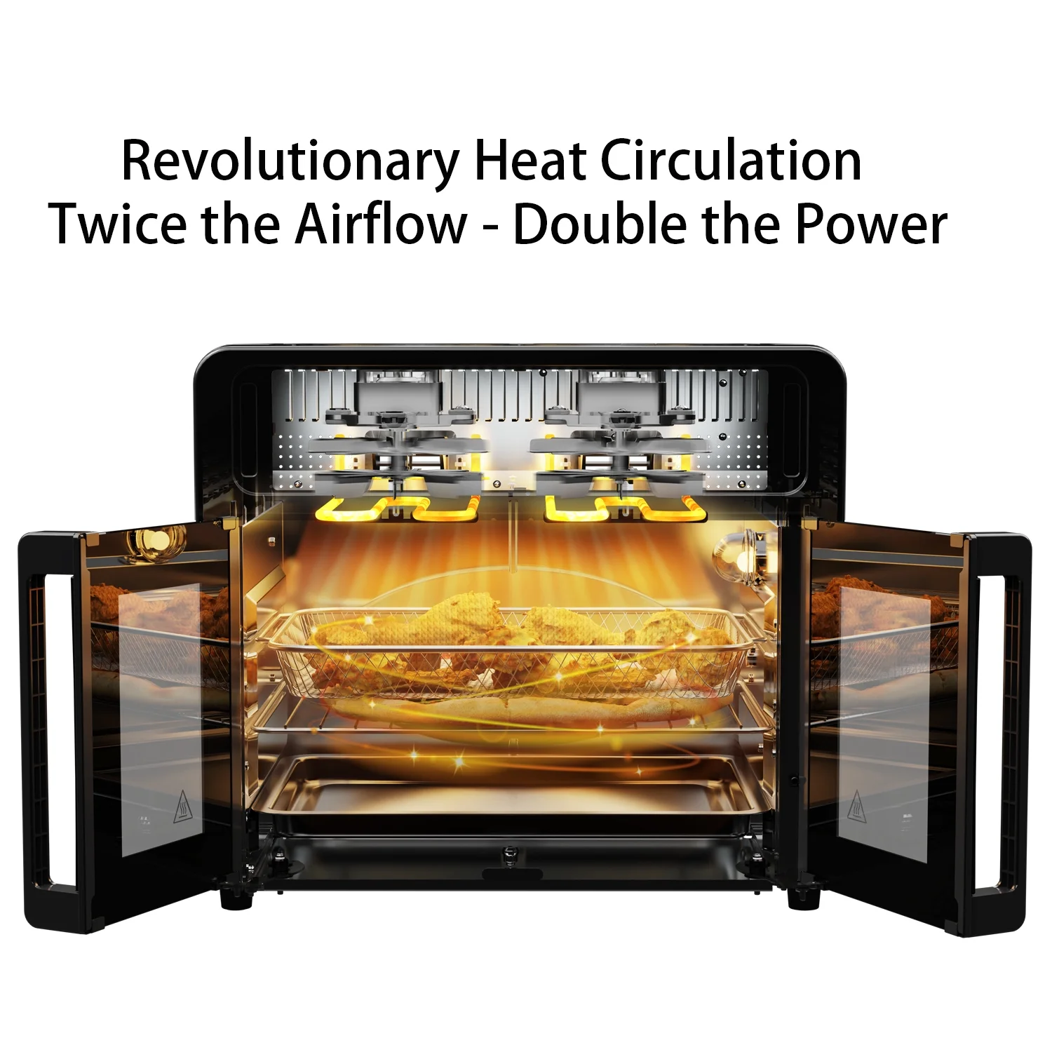 25.4QT Dual Zone Air Fryer Toaster Oven Combo, French Glass Door, XL Capacity, 100-430��F Temperature Range, 16 Preset Functions, LED Display, Dual Fan, 360�� Heat Circulation, Rotisserie, Bake - Image 5