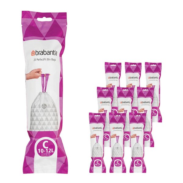 PerfectFit avfallsposer 10–12L 200-pack kode C hvit