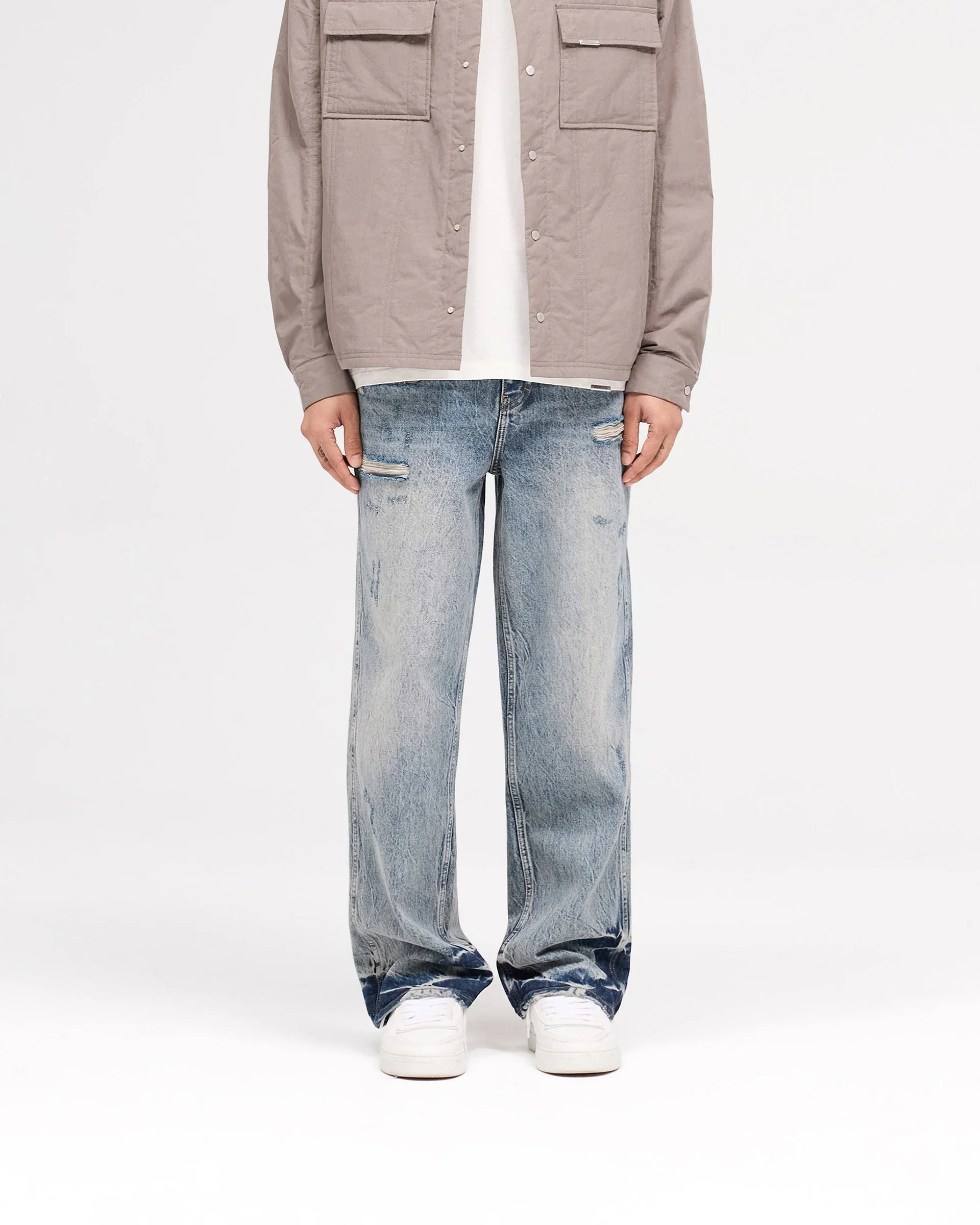 R3 Distressed Baggy Denim - Blue Cream