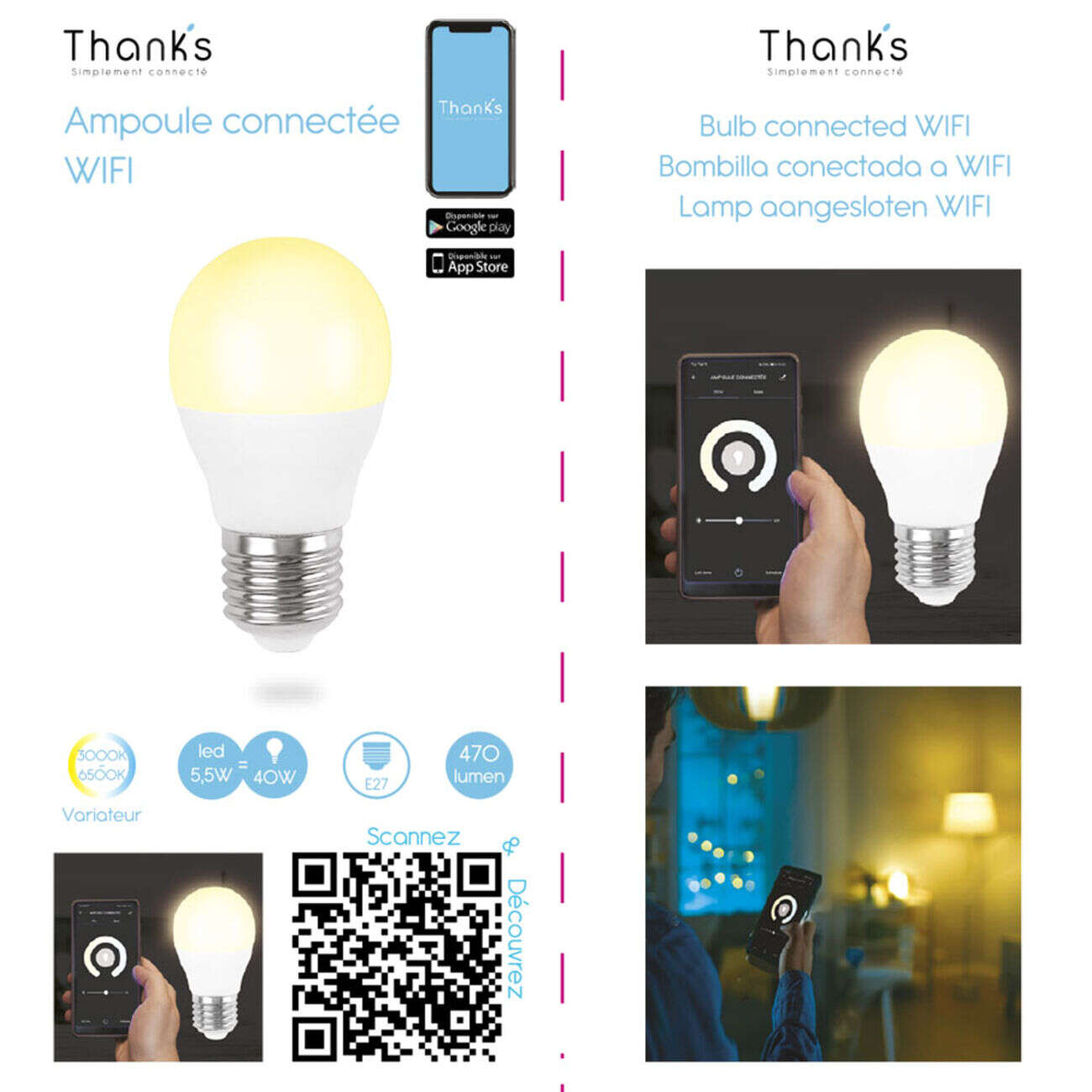 Ampoule LED connectée E27 40 W