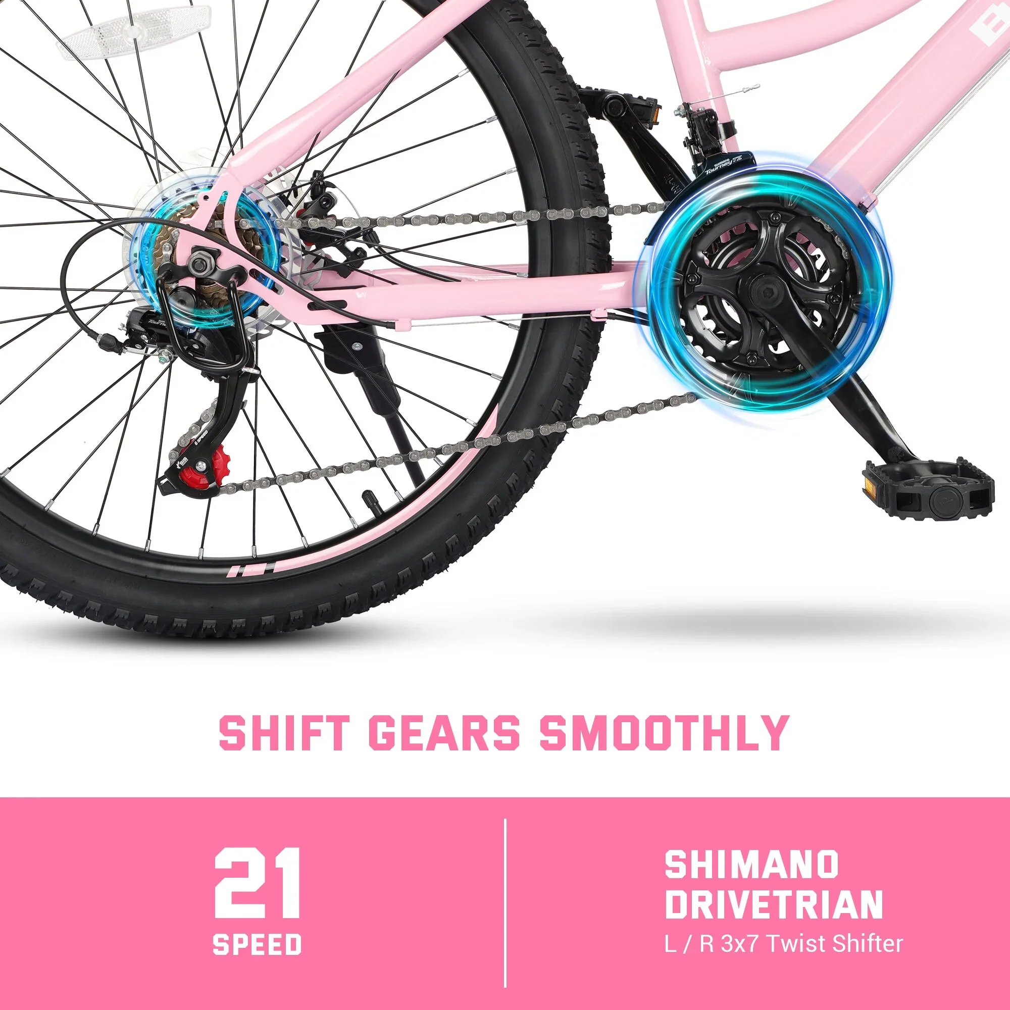 SHINPT 24 Mountain Bike for Teenagers and Adult, Mountain Bicycles with Dual Disc Brakes, Shimano 21 Speeds Bicycles for Men Women, Adult Bicycle with Comfort Saddle, Commuter Bike