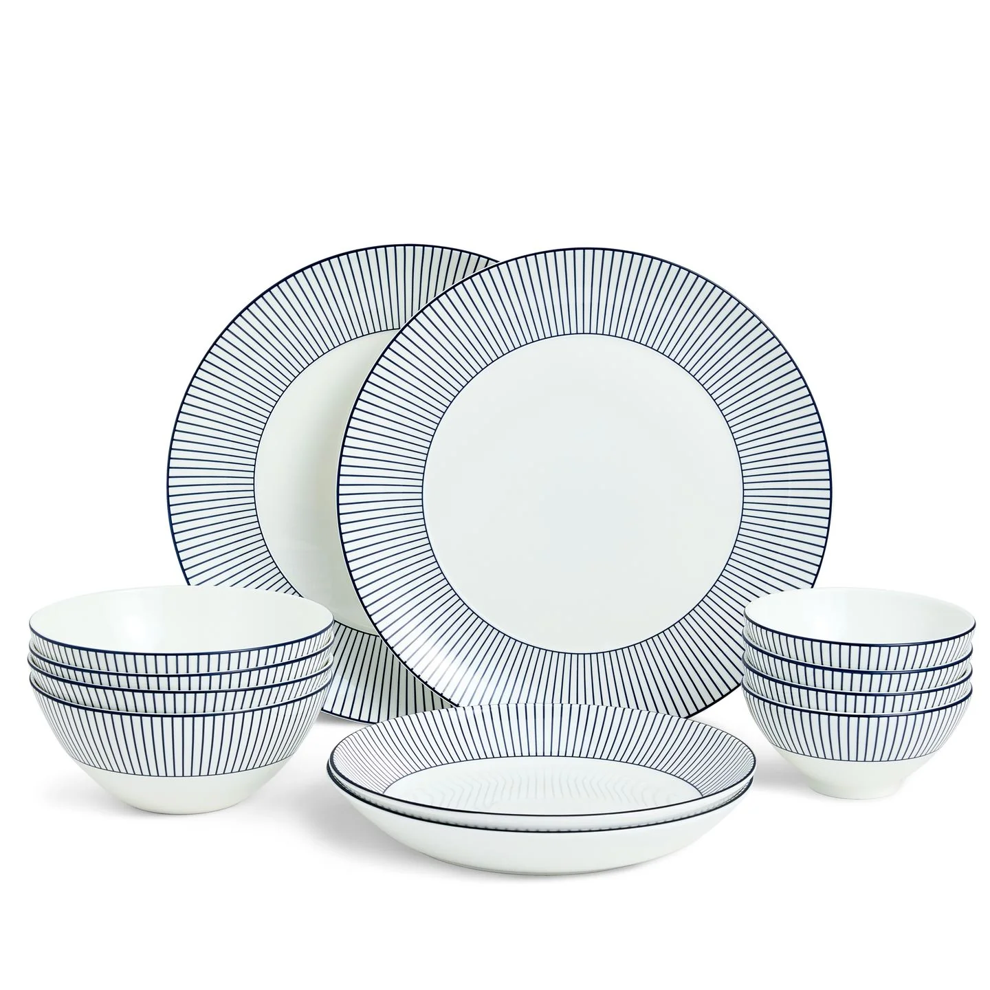 Gio Pinstripe White 12 Piece Set