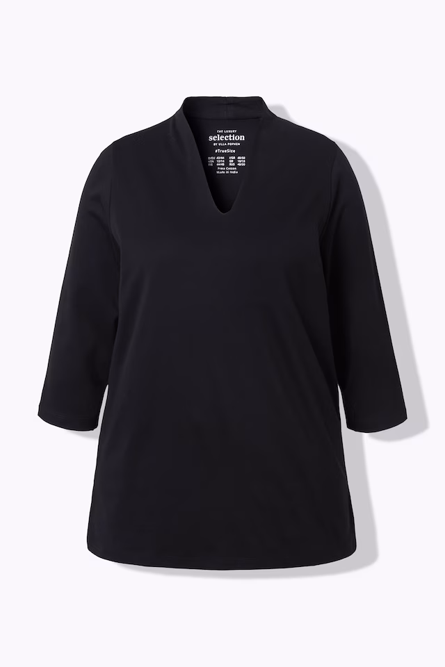 Pima Cotton Goblet Collar 3/4 Sleeve Tee