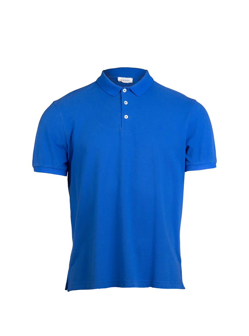 Polo homme en coton bleu tonique