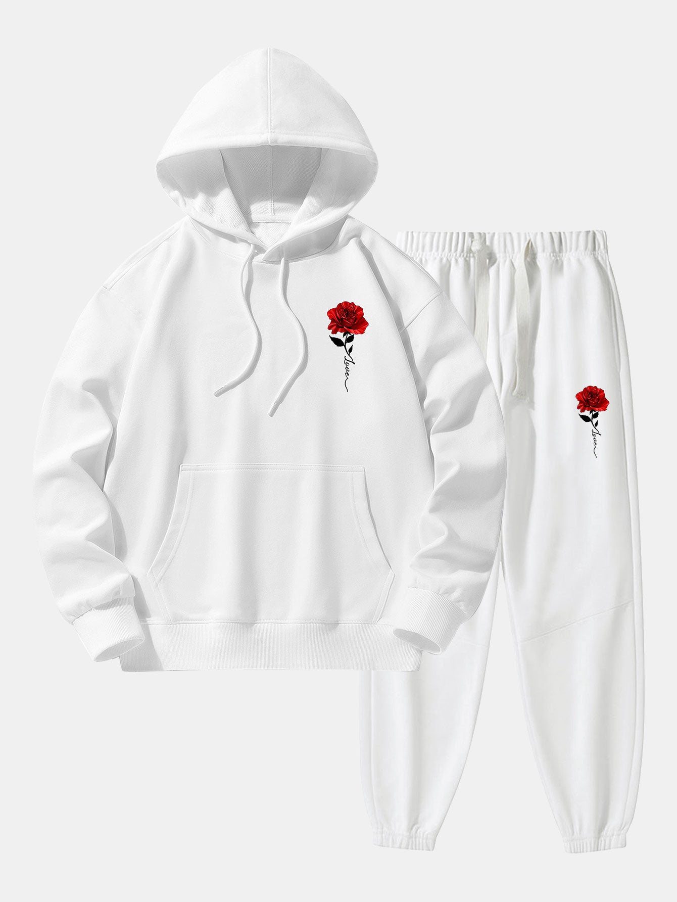 Sweat à capuche et pantalon de jogging en coton mélangé imprimé rose