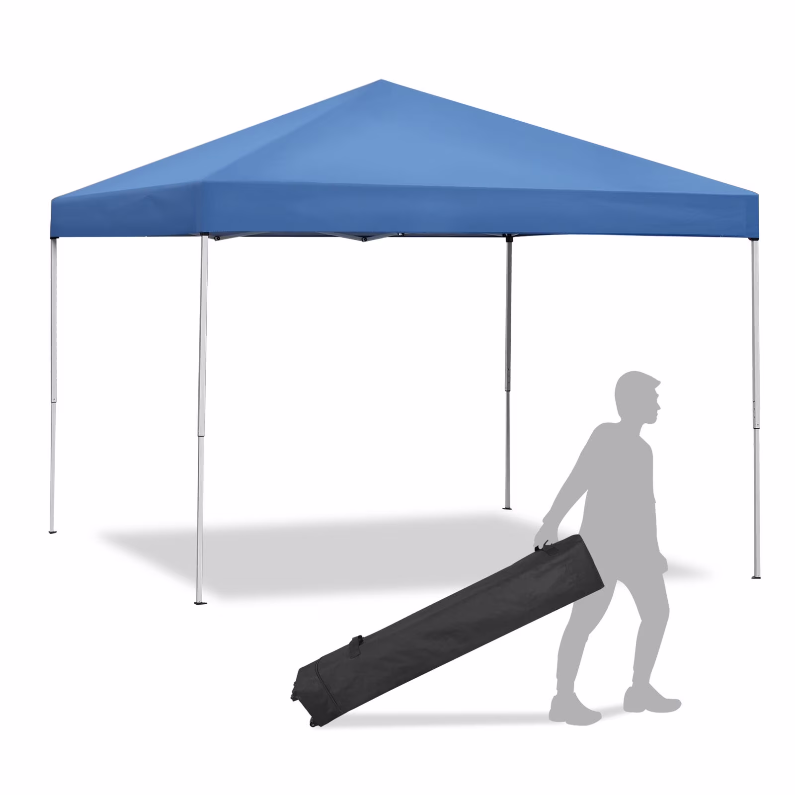 RONG-3 Easy Pop Up Tent Portable Straight Leg Gazebo Instant Canopy with Carry Bag for Camping Gazebo Shelter, Beach, Party, Garden,Blue