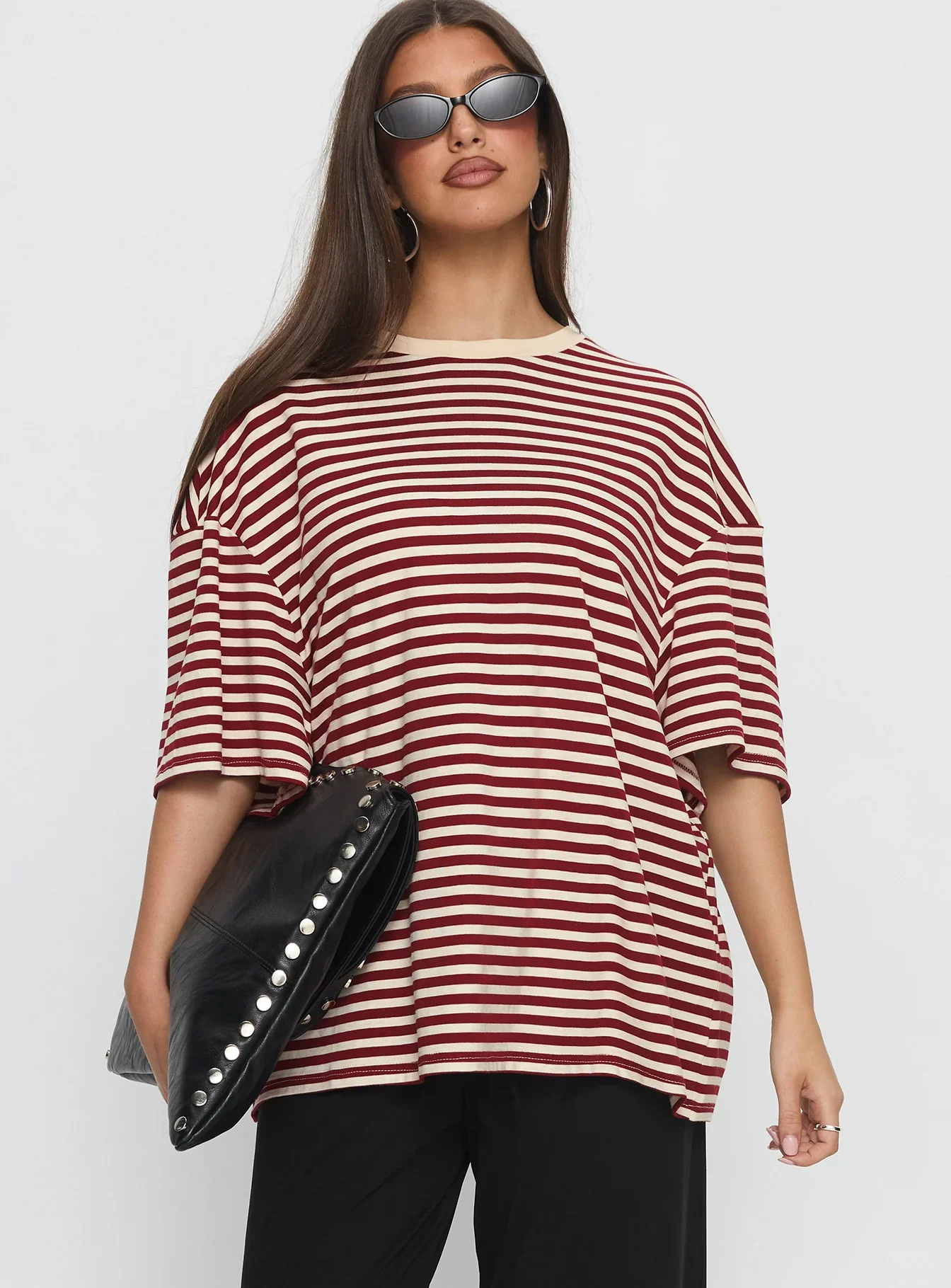 Kieryn Oversized Top Red Stripe