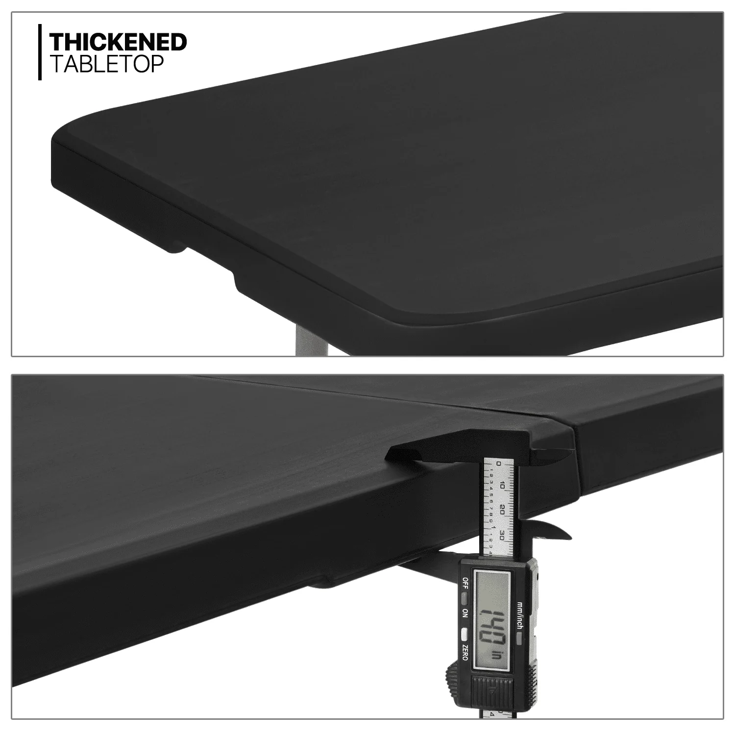 Magshion 6Ft Plastic Folding Card Table Set of 5, Indoor Outdoor Portable Rectangle Desk with Carry Handle and Lock for Camping Picnic, Black Image 8