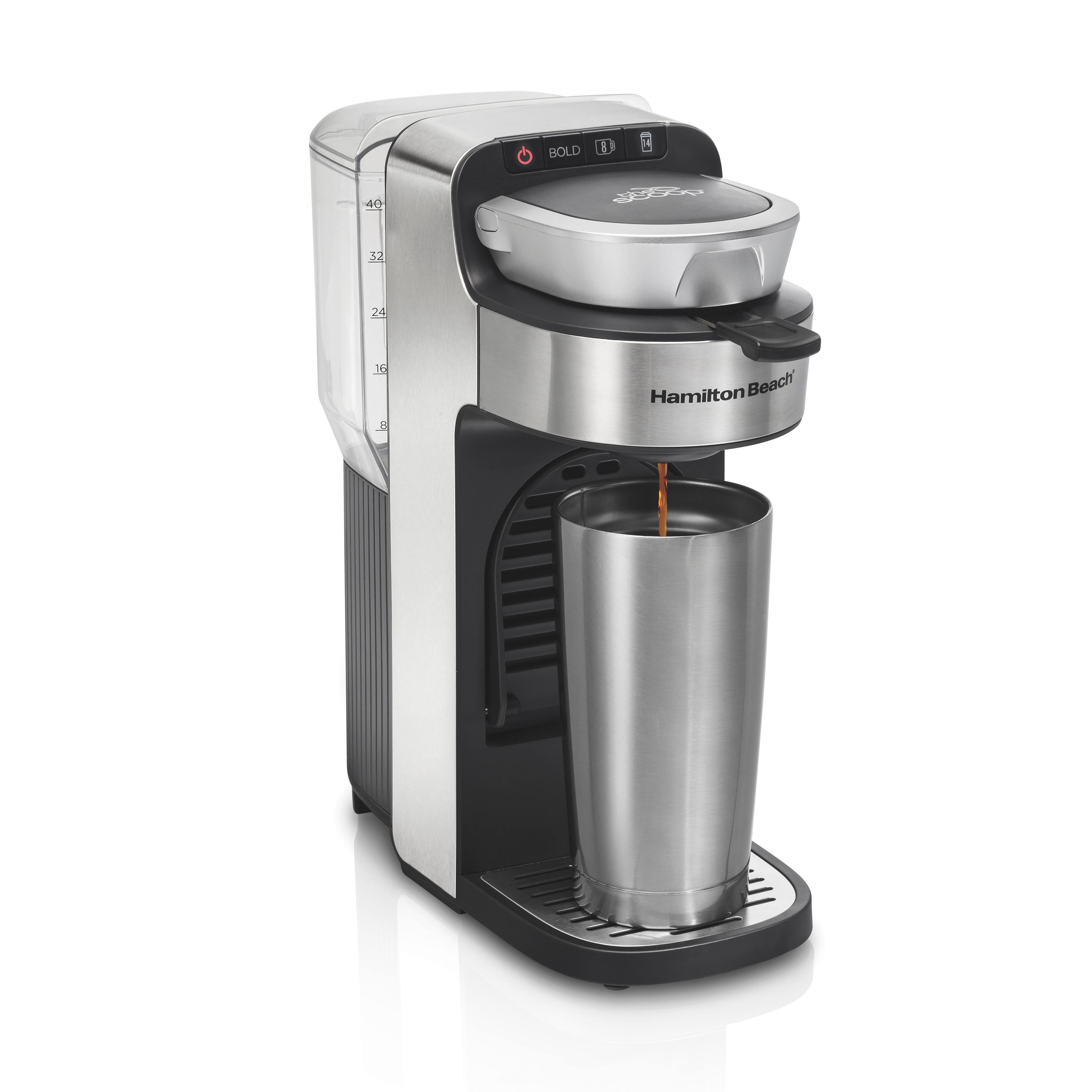 Hamilton Beach The Scoop Single-Serve Stainless Steel Coffee Maker with Removable Reservoir