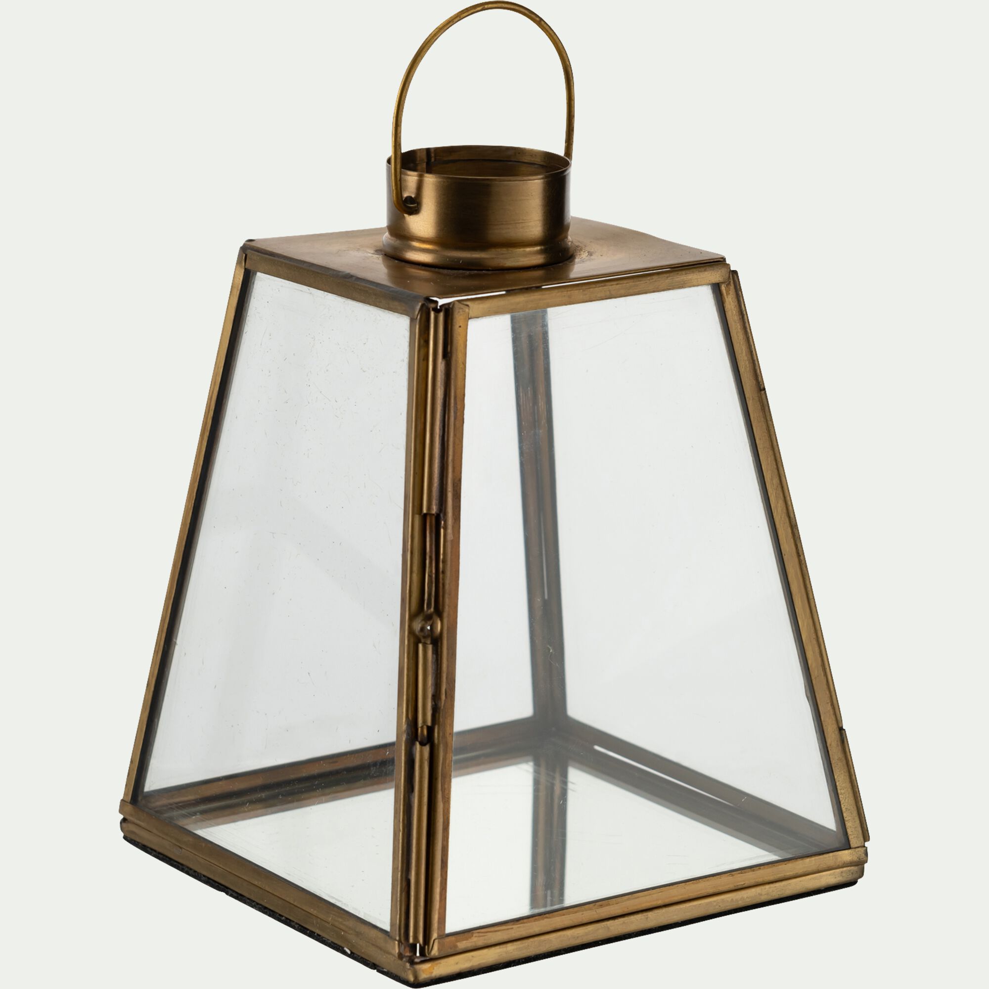 OBERNAI - Lanterne miniature en verre et fer H14cm - doré