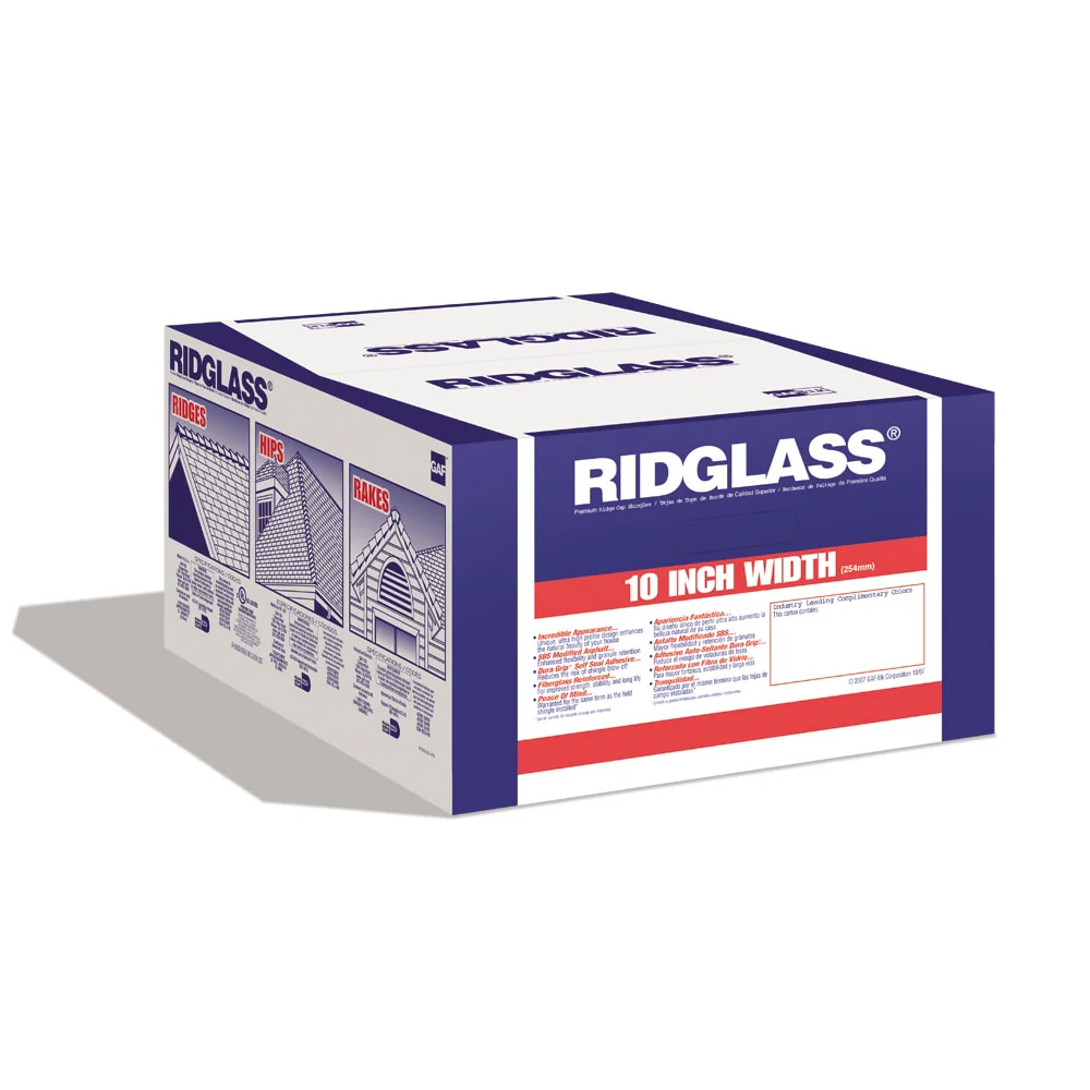 GAF Ridglass Premium Hip & Ridge Cap Shingles, Charcoal, 10-in Width, 31 Lin. Ft. per Bundle/Box (04GARG10CH)