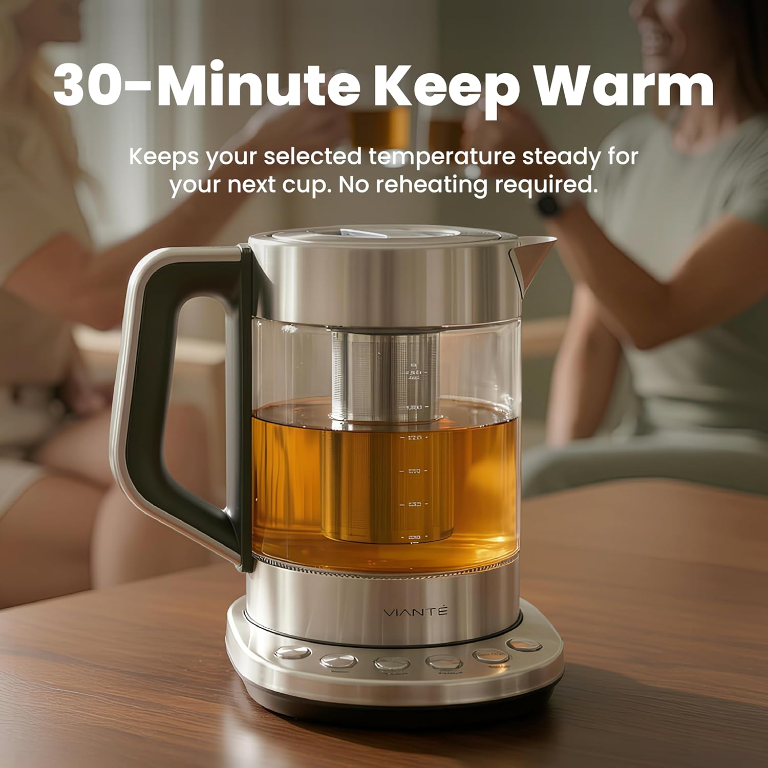 Viante Alba Electric Tea Kettle With Infuser, No Plastic, 1.5L
