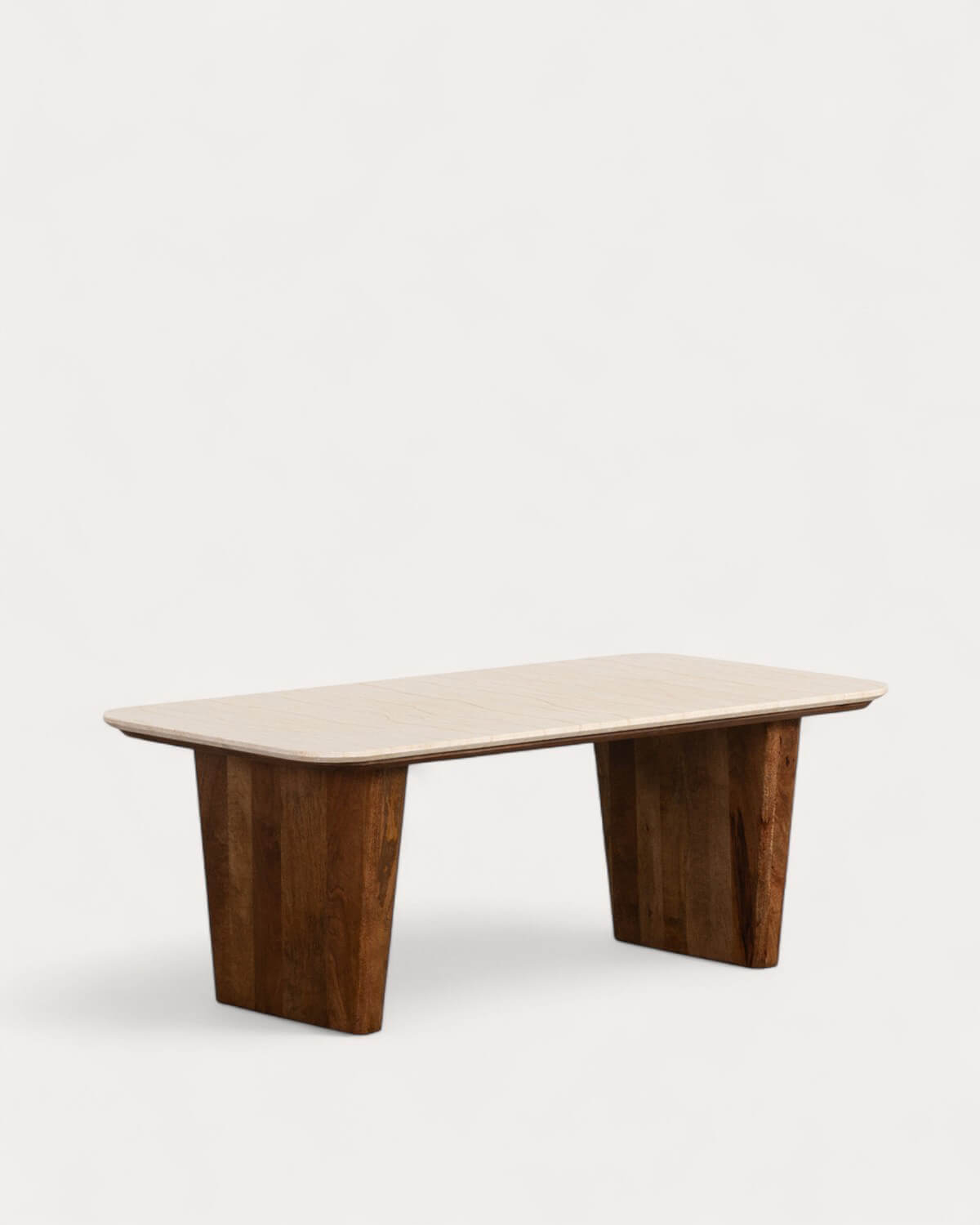 Amatis - Mesa de Centro Rectangular de Mármol Egipcio y Madera de Mango (120x60 cm) Amatis