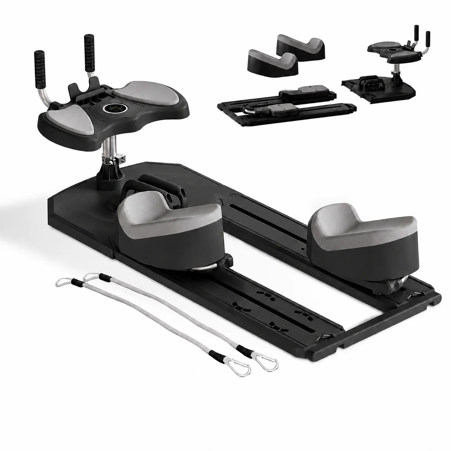 Foldable Pilates Reformer Home Gym with 360° Glide, Resistance Bands, LCD Timer and Phone Holder, 330 lb Capacity, Black