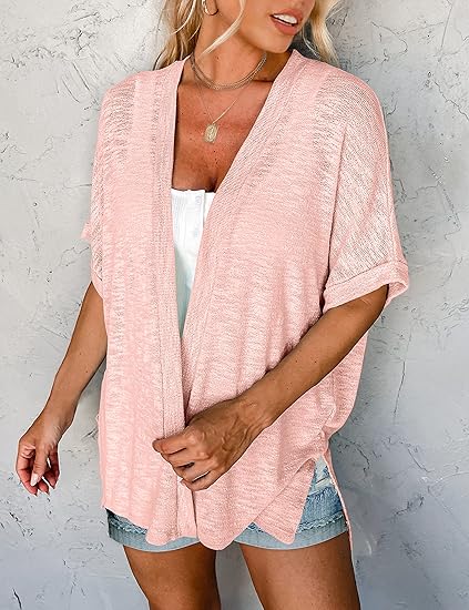 Cardigan élégant à manches courtes et ouverture avant