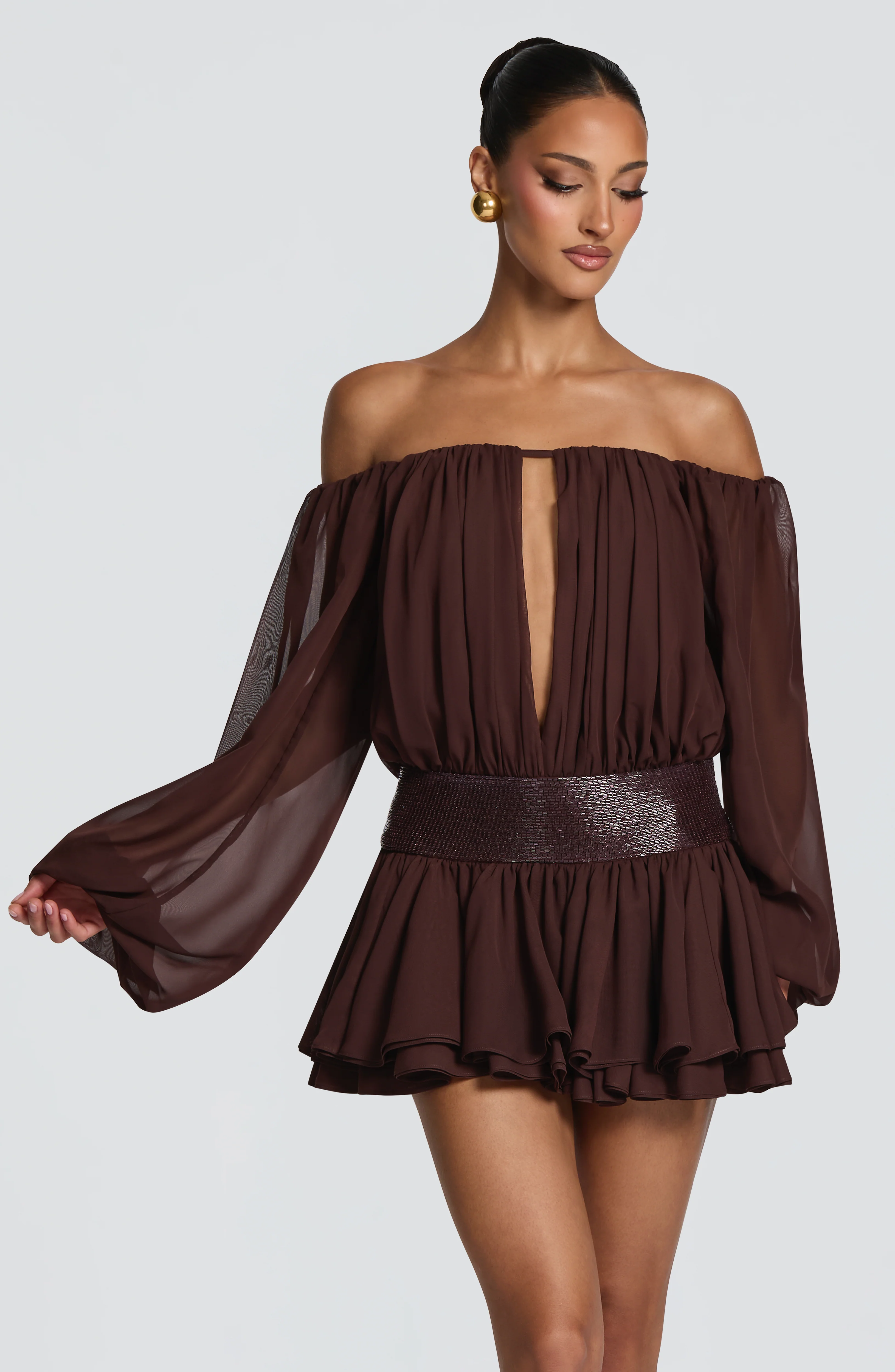 Deja Playsuit - Plum Brown